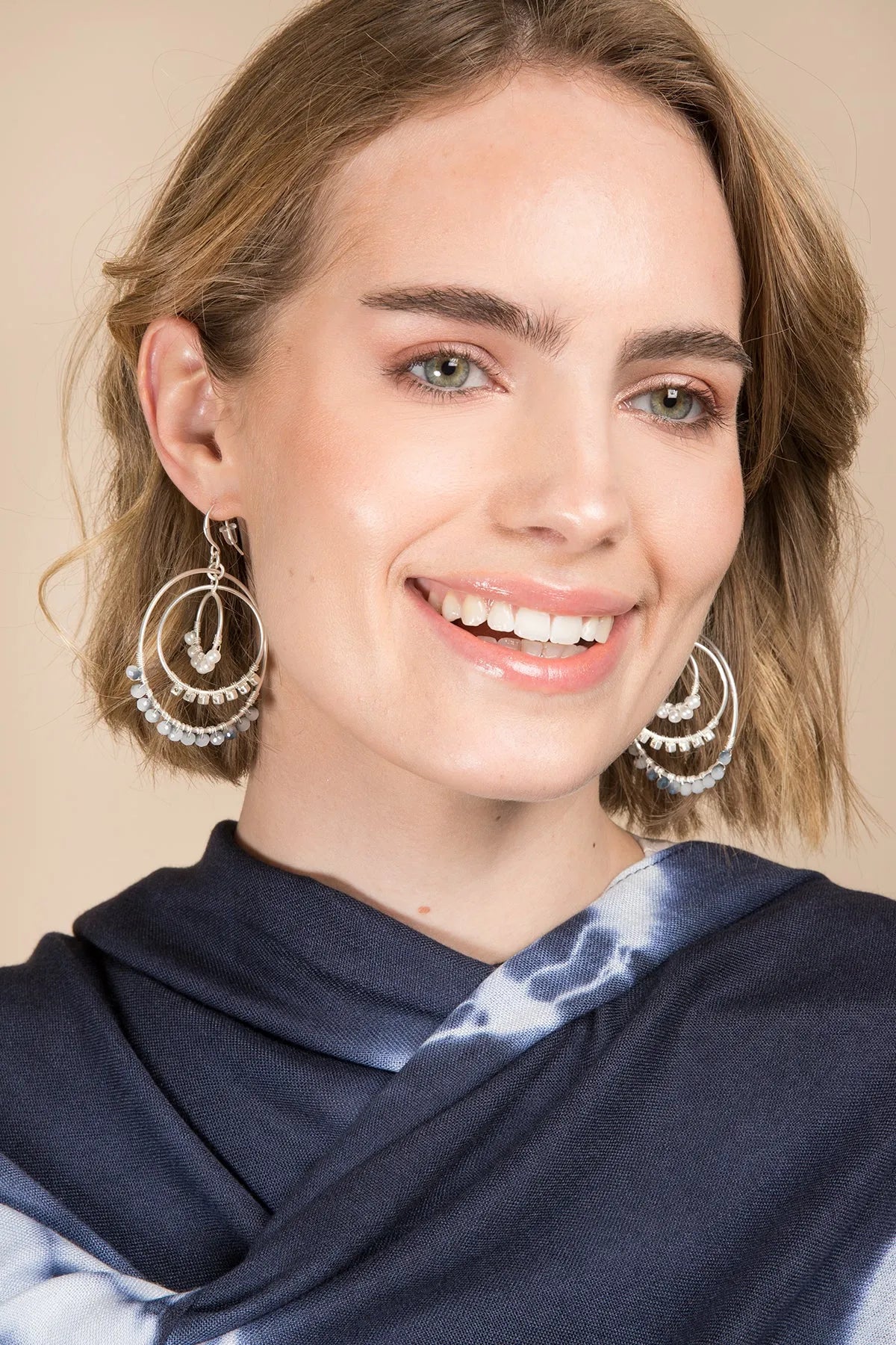 Beaded Multi Hoop Earrings for Women - Boho Chic Dangle Earrings with Beads - Perfect for Parties, Weddings & Everyday Wear