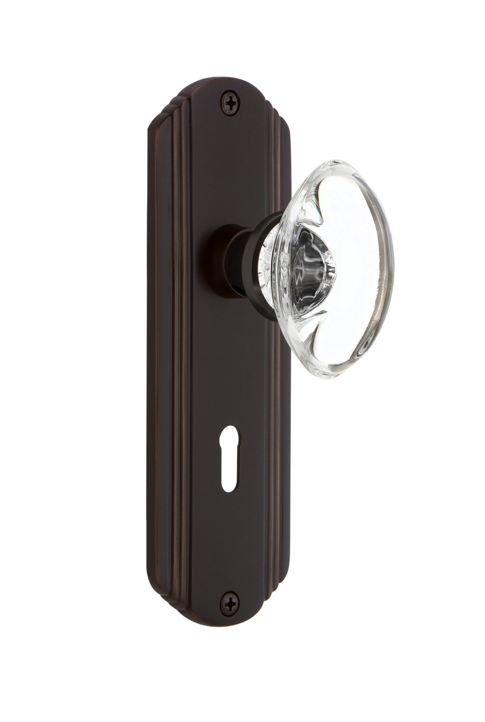 Vintage Bronze Crystal Glass Door Knob with Keyhole - Nostalgic Warehouse Deco Plate for Privacy - Perfect for Bedroom, Bathroom & Interior Design Projects