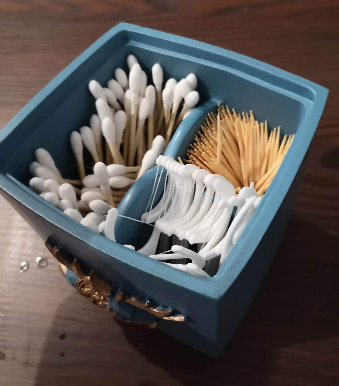 Smart Q-Tip Holder Dispenser - Bathroom & Kitchen Storage Canister for Cotton Swabs, Toothpicks & Appetizer Sticks | Space-Saving Organizer for Home, Parties & Bar Countertops