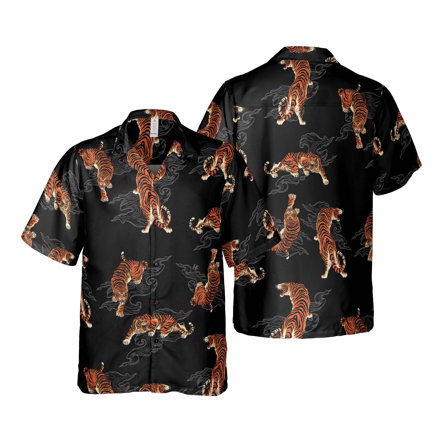 HYPERFAVOR Men's Tiger Hawaiian Shirts - Short Sleeve Casual Tropical Print Shirt for Men | Unique Gift Idea for Animal Lovers | Perfect for Beach Parties, Summer Vacations & Casual Outings