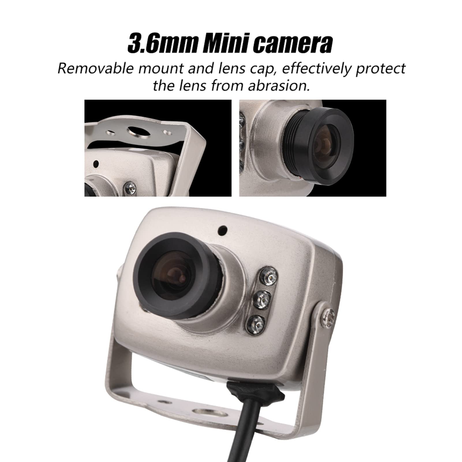 Zunate Mini CCTV Camera with Night Vision - 6 LED Wired CMOS Security Camera for Home & Hotel Surveillance (NTSC Standard) | Indoor/Outdoor Monitoring, Baby/Pet Watching, Business Security