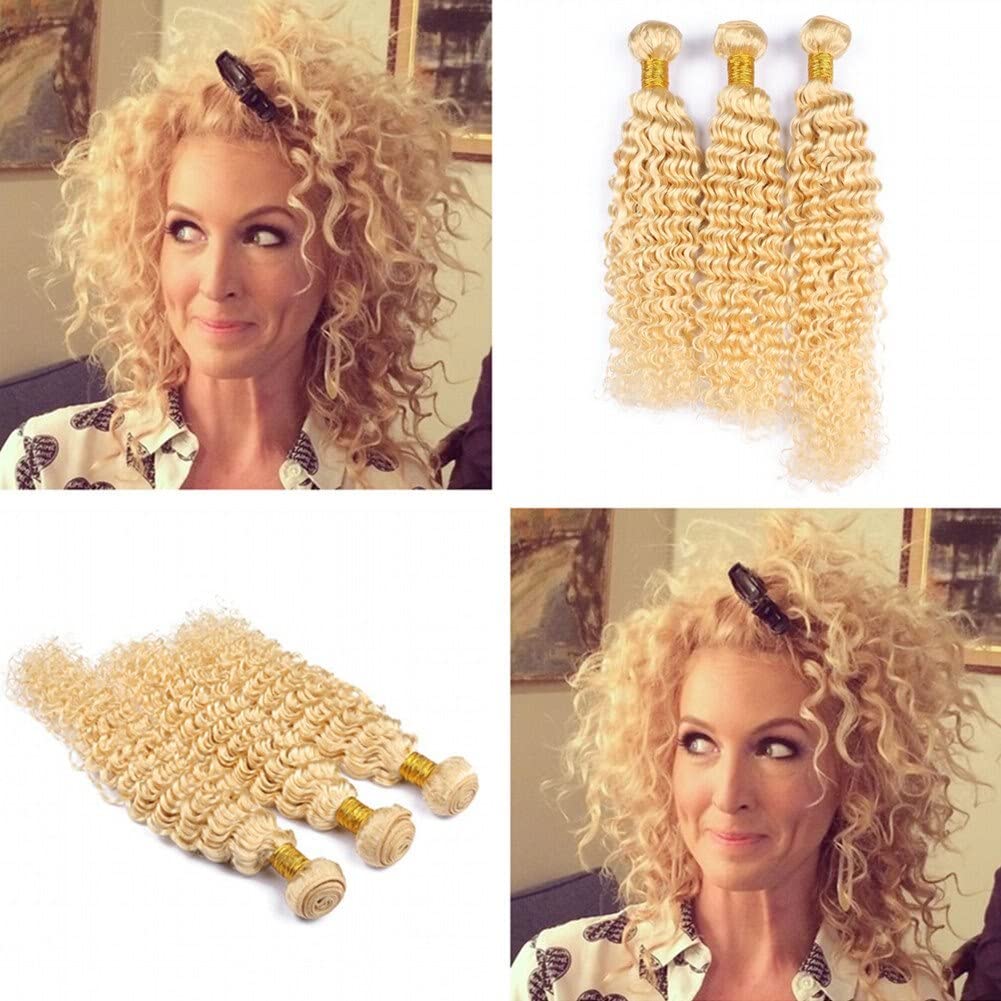 613 Blonde Deep Wave Human Hair Weft Extensions - Unprocessed 30