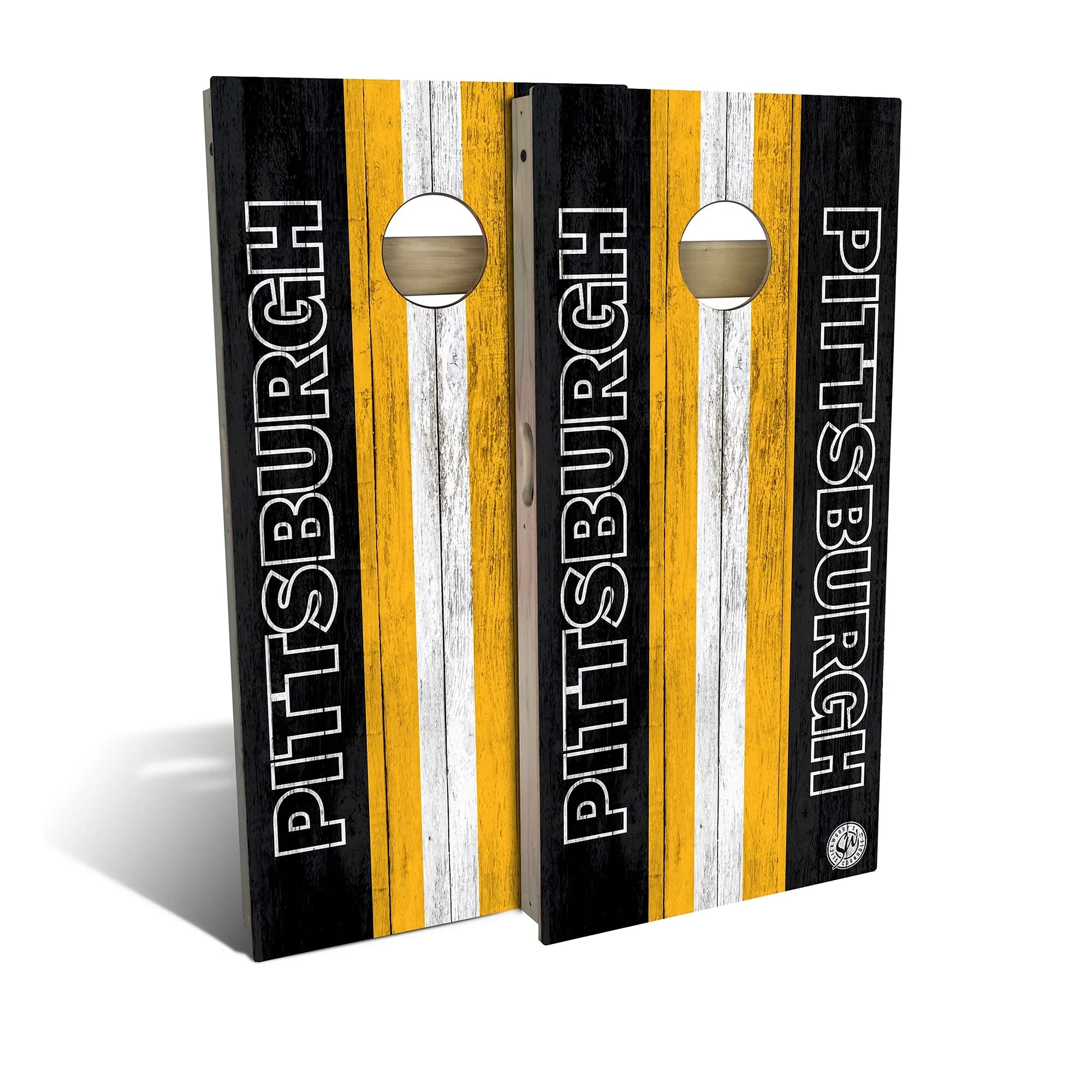 Pittsburgh Steelers Themed Football Cornhole Game Set - 2 Boards & 8 Bags - Tailgating, Backyard Party, Game Day Outdoor Fun for Adults & Kids