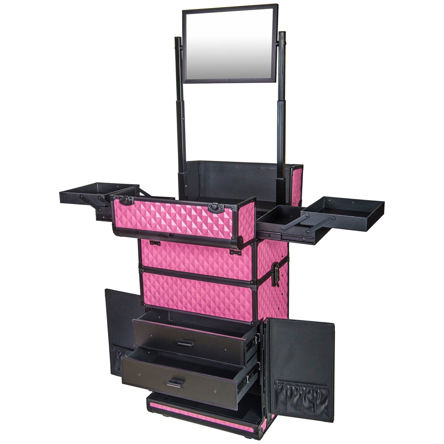 REBEL Series Pro Makeup Artists Rolling Train Case - Professional Trolley Case for Cosmetics & Beauty Tools | Perfect for Salon, Travel & On-Site Makeup Services