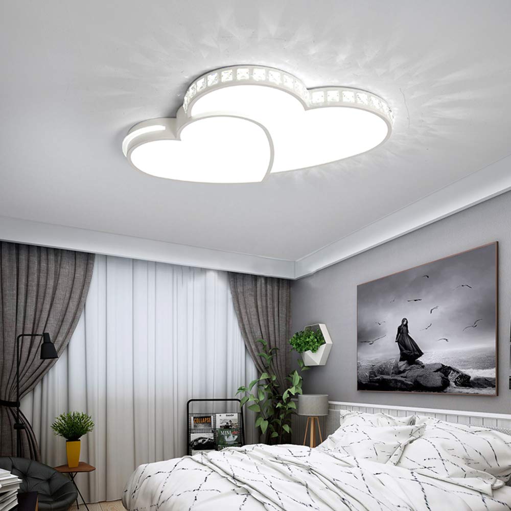 Modern Heart-Shaped Crystal LED Ceiling Light - Dimmable Chandelier for Bedroom, Living Room, Dining Room - Perfect for Home, Restaurant & Hotel Decoration (Warm White Light)