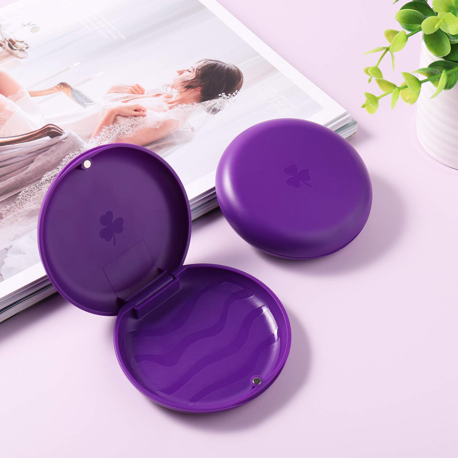 2 Pack Orthodontic Retainer Cases - Durable Solid Plastic Teeth Retainer Storage Box (Purple) | Perfect for Nighttime Use, Travel & Dental Appointments