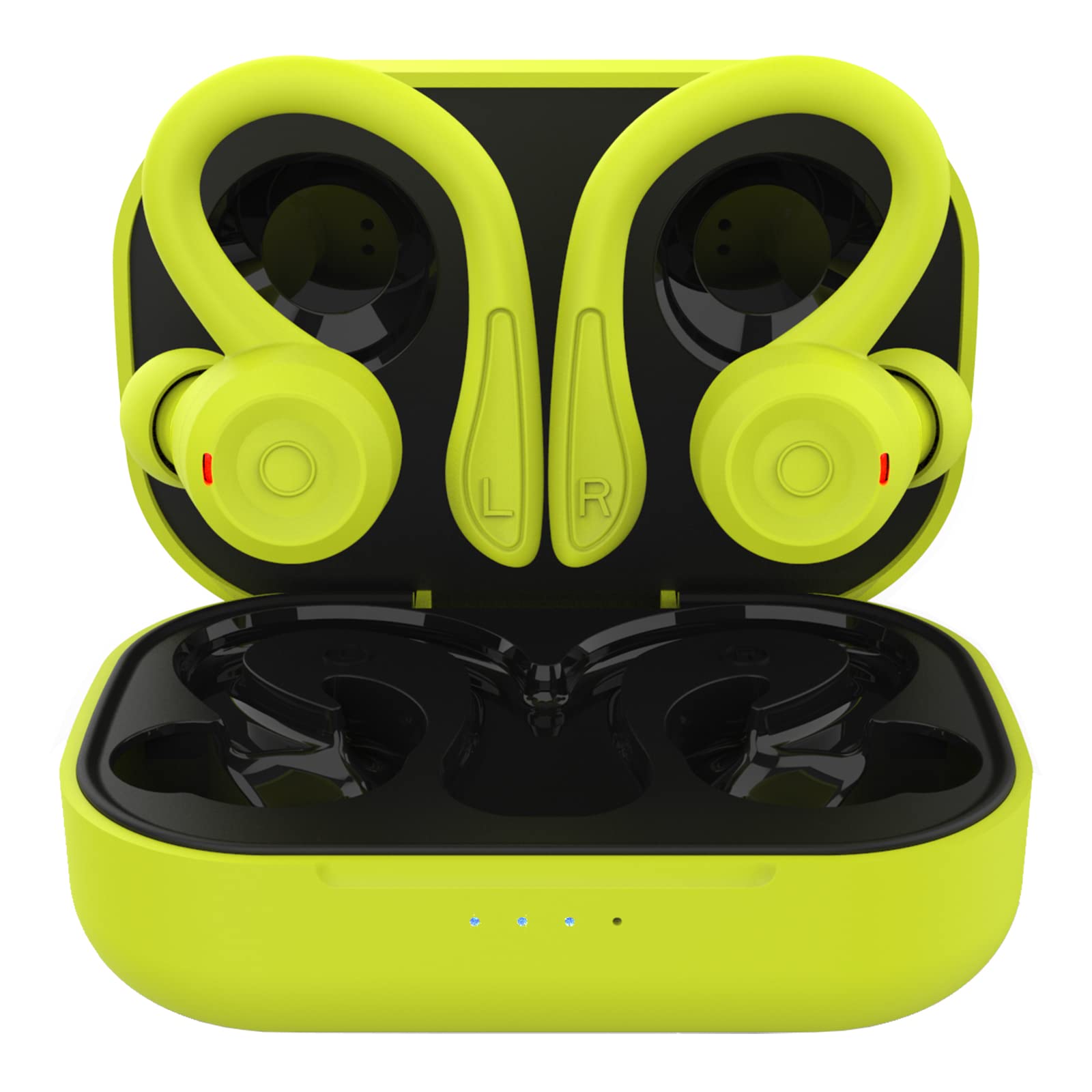 Wireless Bluetooth Earbuds with Ear Hooks - Green Over-Ear Headphones, Waterproof Sport Earphones with Noise Cancellation for Running, Gym, Workout - Perfect for Android Users & Active Lifestyles