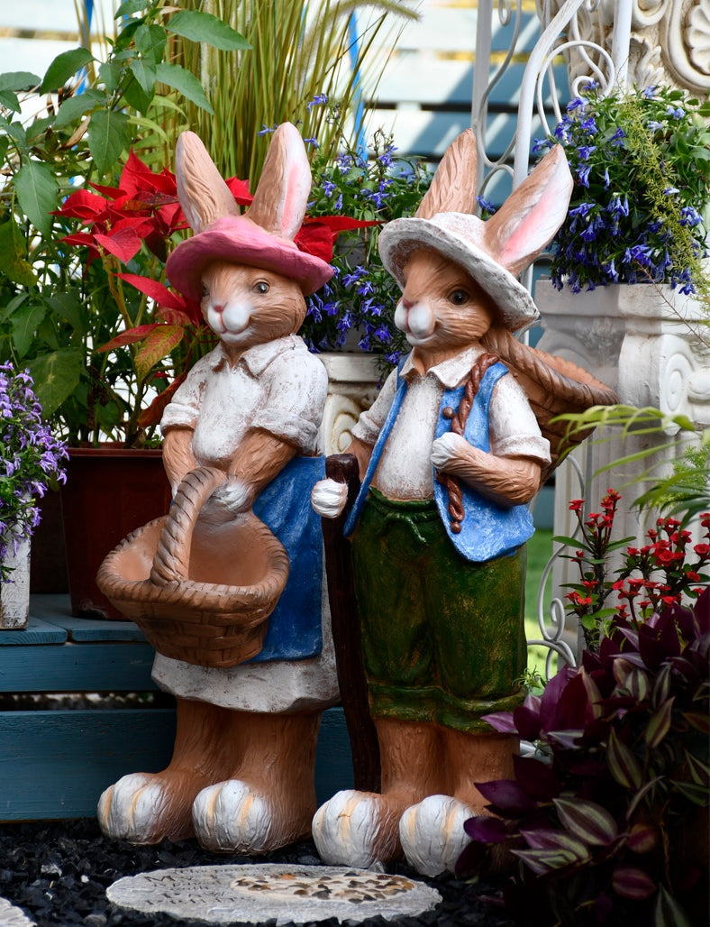 Large Rabbit Statue for Garden - Modern Outdoor Decor Sculpture, Bunny Flowerpot for Courtyard & Villa Landscaping | Perfect for Patio, Lawn & Backyard Decorations