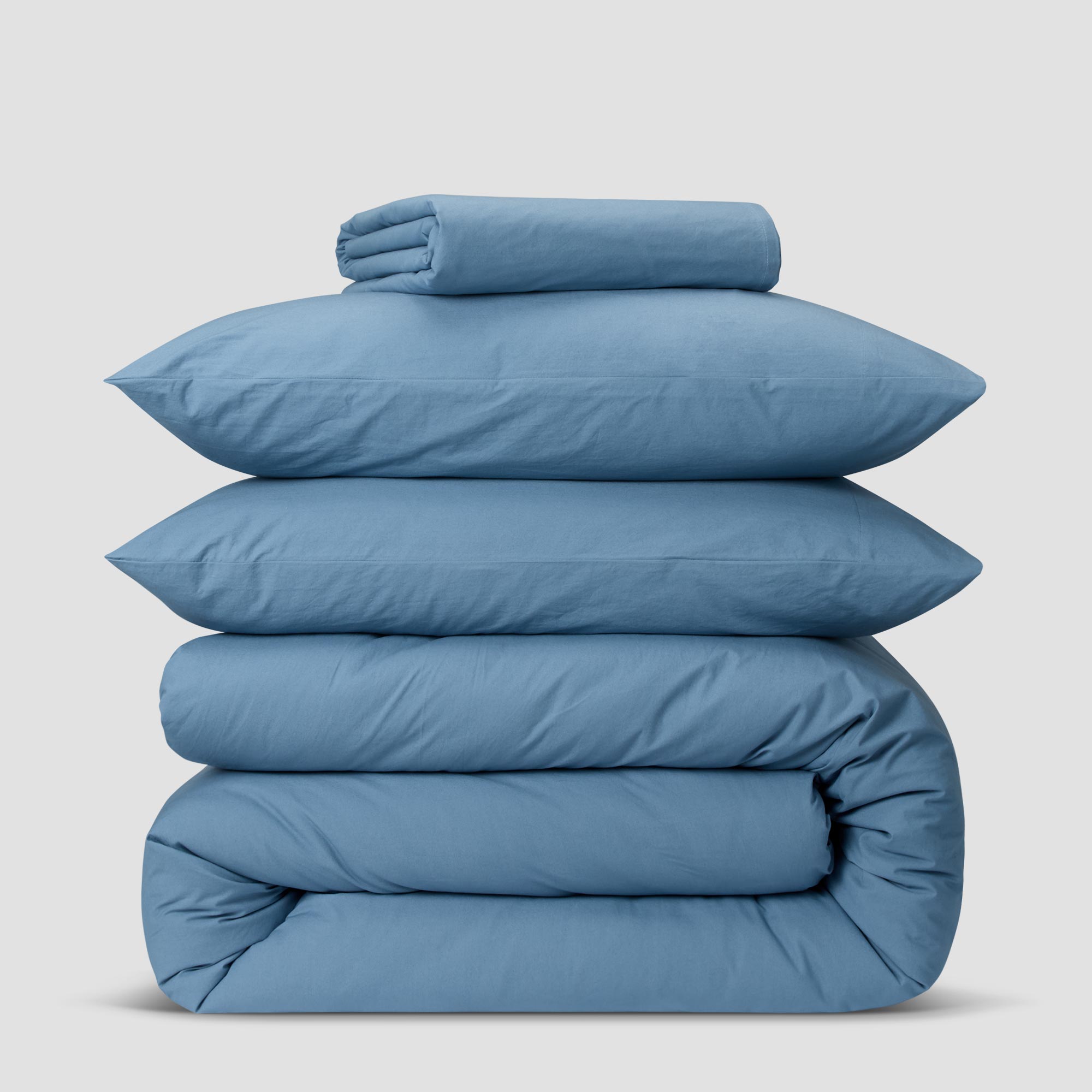 Premium Cove Blue Washed Cotton Percale Pillowcases (Set of 2) - Soft & Breathable Bedding for Hotel-Like Comfort - Perfect for Master Bedroom, Guest Room & Luxury Home Decor