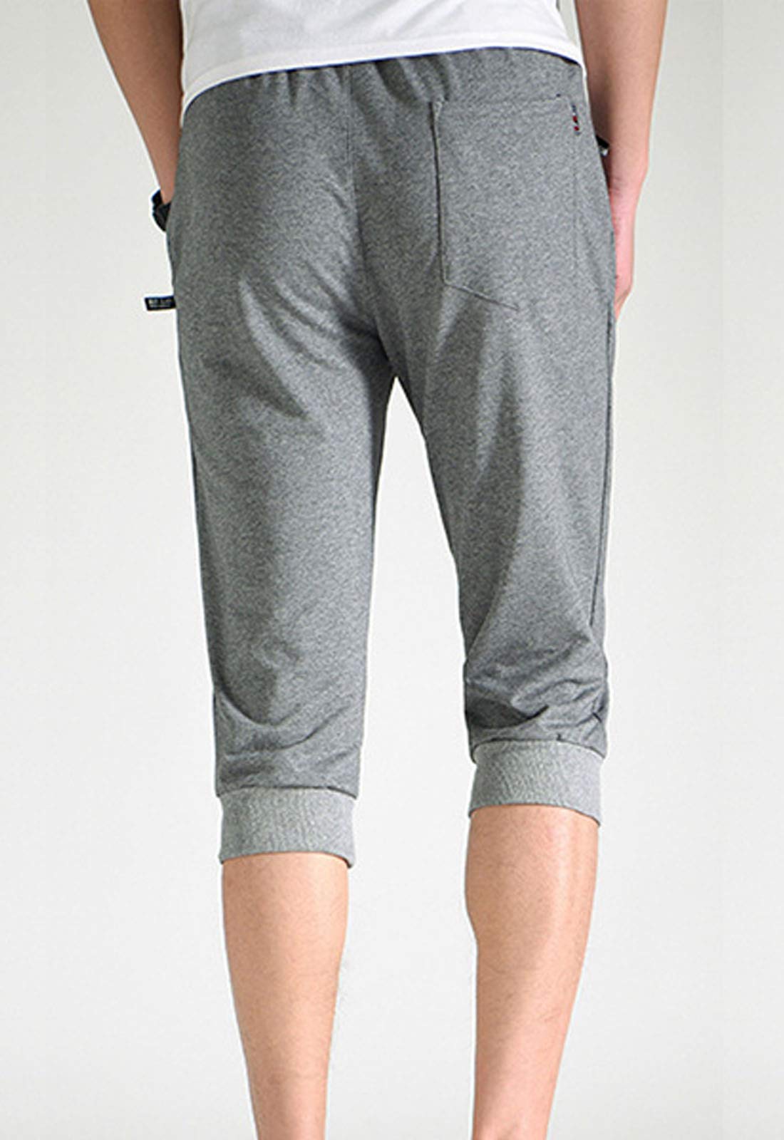 Flygo Men's 3/4 Length Sweat Shorts - Cotton Workout Jogger Pants for Running, Bodybuilding & Gym Training - Perfect for Summer Workouts & Casual Wear