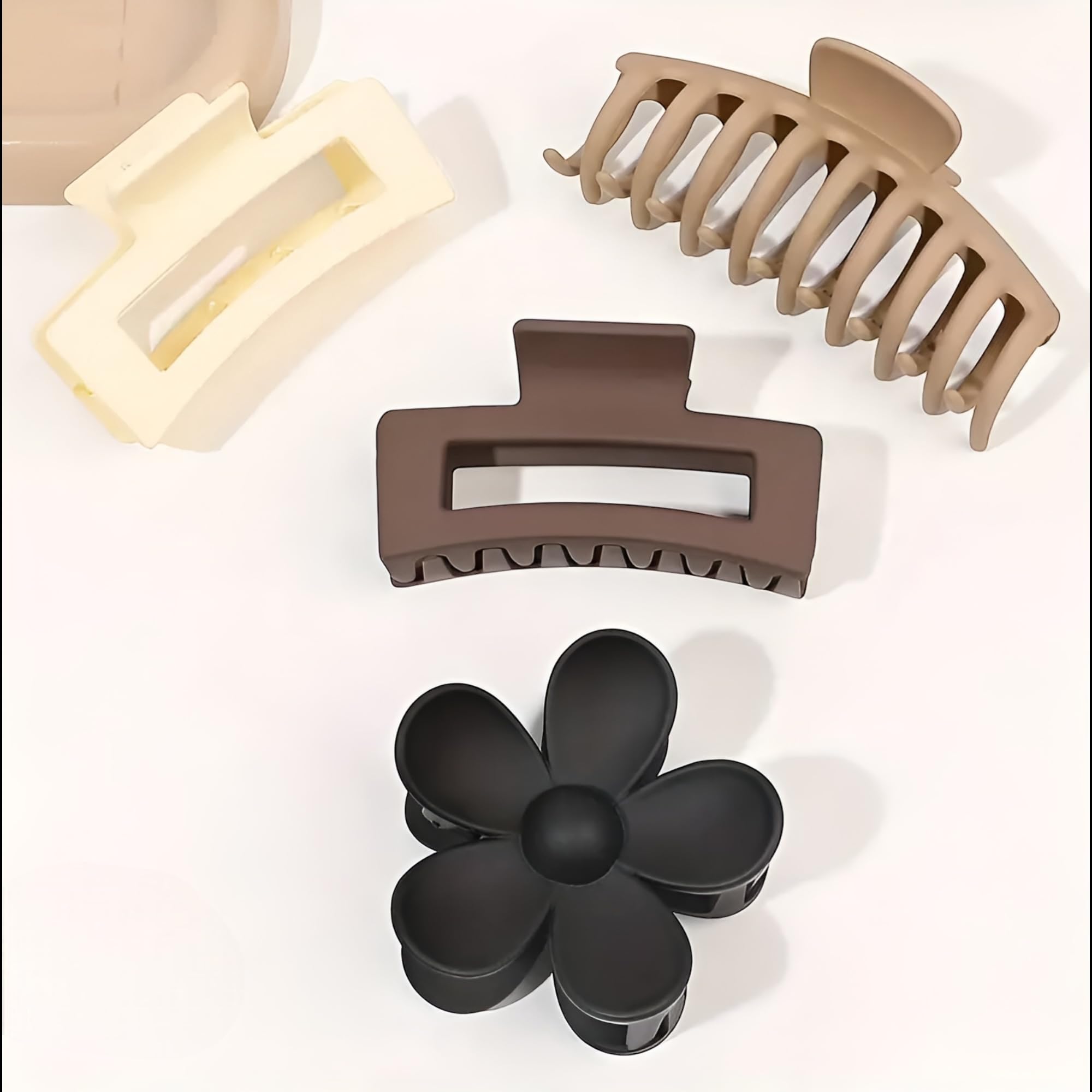 BAKEFY 6-Piece Hair Claw Clips Set - Large Medium Small Sizes for Thin & Thick Hair | Non-Slip Grip Hair Clamps for Women & Girls | Variety Pack with Different Shapes | Perfect for Ponytails, Buns & Everyday Hairstyles