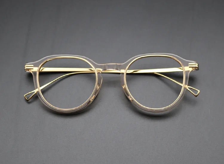 Stylish Unisex Oval & Round Titanium Acetate Eyeglasses Frame - Lightweight Durable Glasses for Men & Women - Perfect for Reading, Work, and Everyday Fashion