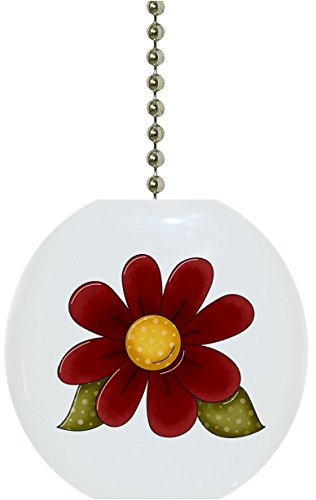 Vintage Red Floral Ceramic Fan Pull - Handcrafted Country Style Ceiling Fan Chain - Perfect for Farmhouse, Cottage & Boho Home Decor