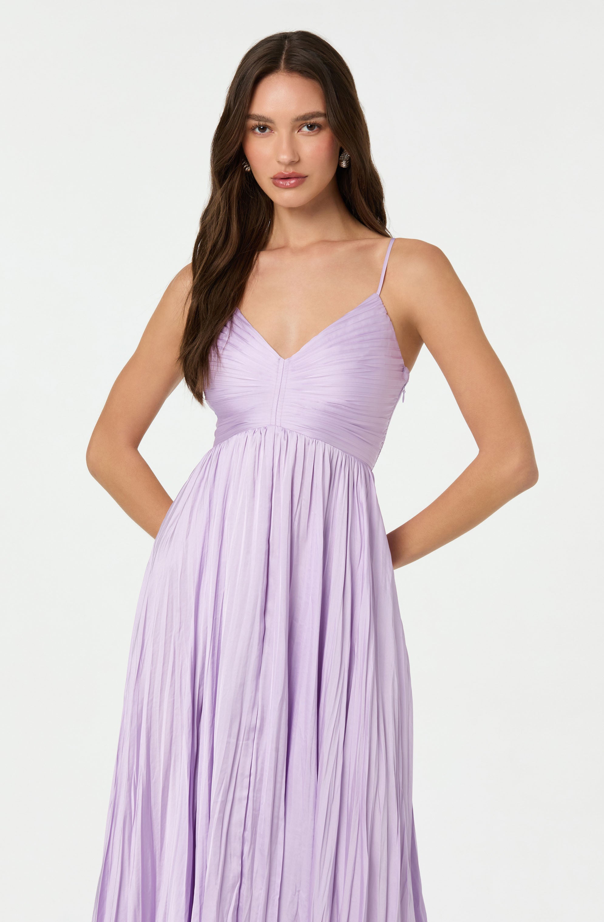 Maeve Pleated Midi Dress for Women - Flowy A-Line Summer Dress with Pockets | Perfect for Office, Date Night & Special Occasions