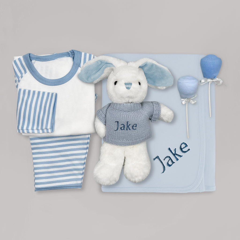 Little Bunny Snuggle Hamper Basket - Soft Plush Storage Bin for Baby Nursery, Kids Room Organization & Laundry - Perfect for Toys, Blankets & Clothes (Blue)