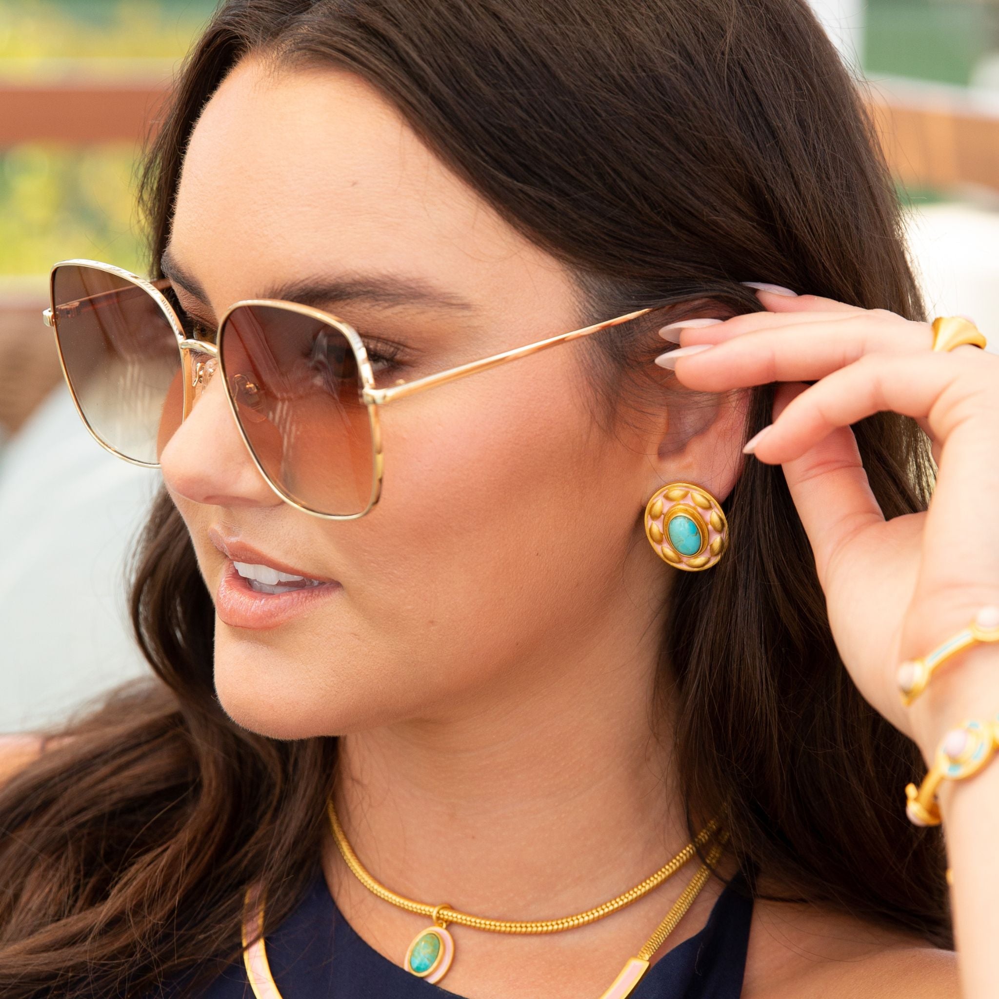 Sunflower Stud Earrings for Women - 14K Gold Plated Floral Dainty Earrings - Perfect for Summer, Beach, and Boho Fashion