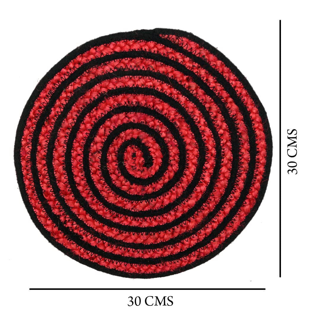 Natural Jute Round Placemats Set - Reversible Braided Table Mats for Dining, Kitchen, Side Table & Center Table (30x30cm, Black & Pink) - Eco-Friendly Home Decor for Everyday Use & Special Occasions