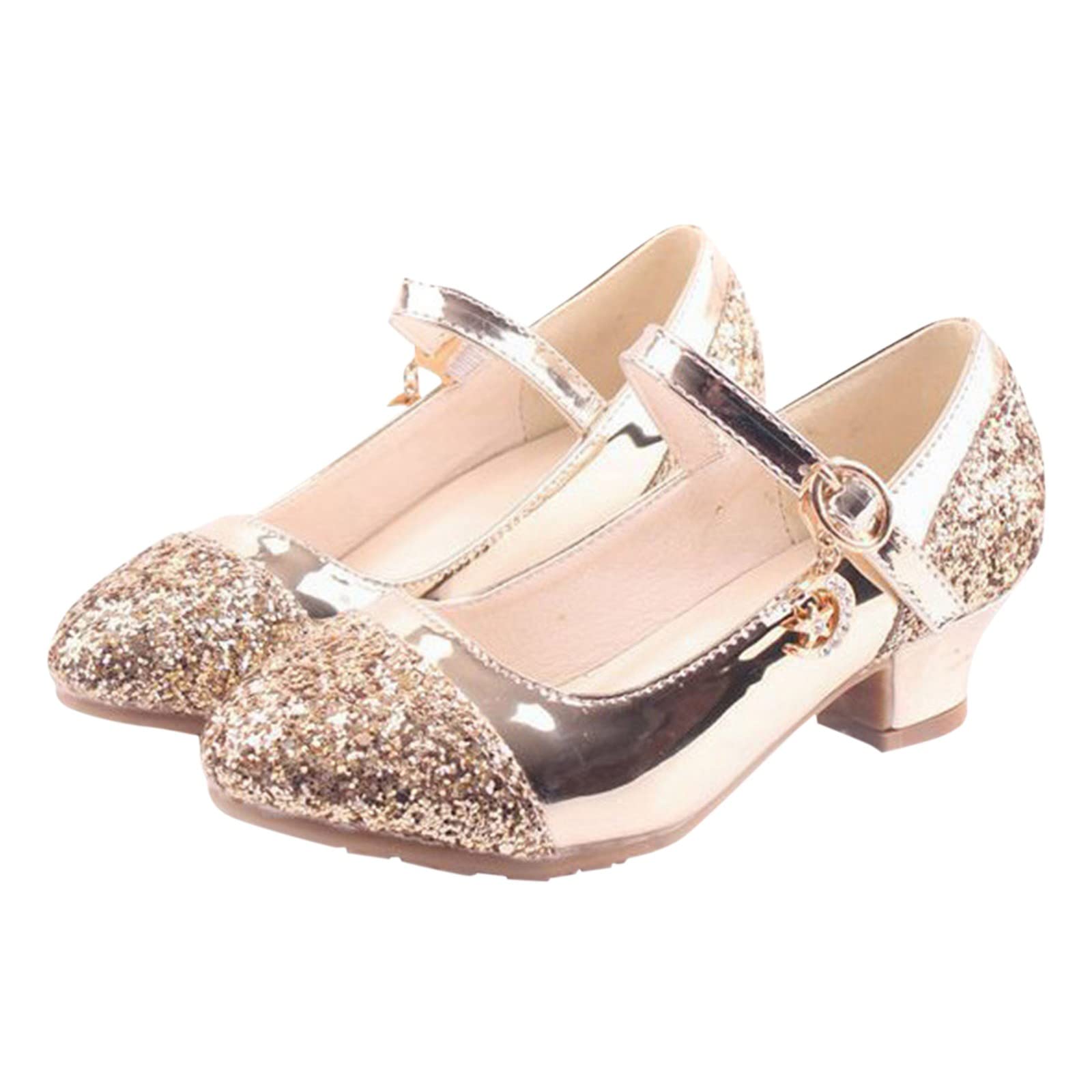 **Girls' Crystal High Heel Sneakers - Princess Dress Shoes for Kids - Size 12 - Perfect for Parties, Weddings & Special Occasions**
