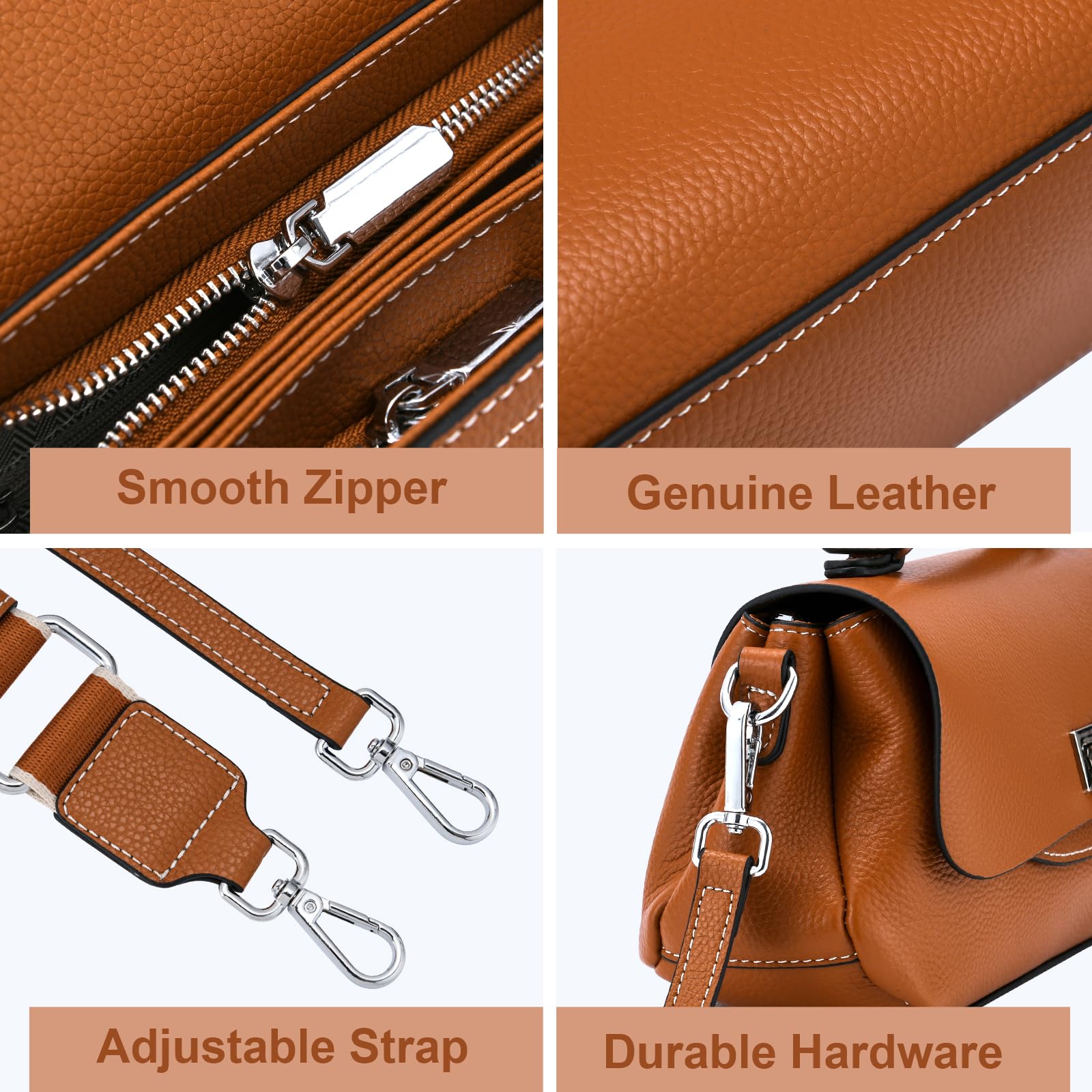 Yonami Genuine Leather Crossbody Bags for Women - Stylish Designer Shoulder Handbags & Small Purses - Perfect for Work, Travel, and Everyday Use