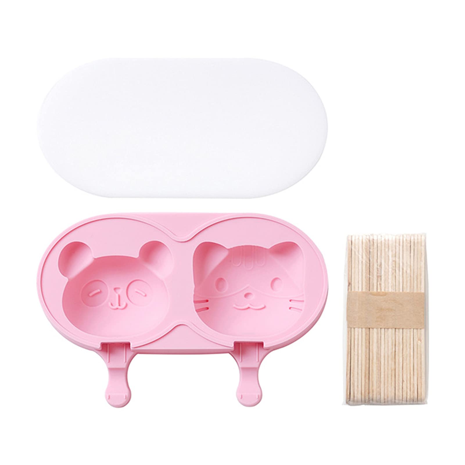 Non-Stick Silicone Ice Pop Molds - 2 Cavity Reusable Popsicle Makers for Homemade Ice Cream, Fruit Pops & Yogurt Treats - BPA-Free, Easy Release, Dishwasher Safe (Pink Dog Design) - Perfect for Summer Parties, Kids Snacks & Healthy Desserts