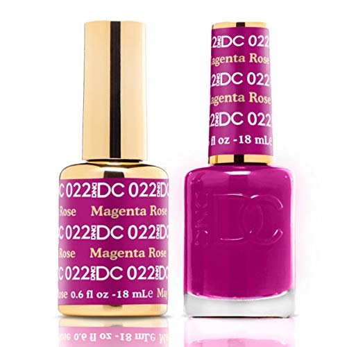 DnD DC Magenta Rose #022 UV LED Gel Polish Set - 2x18ml with FREE Matching Nail Polish | Long-Lasting Salon-Quality Manicure for Home & Professional Use | Perfect for Nail Art, Special Occasions & Everyday Wear
