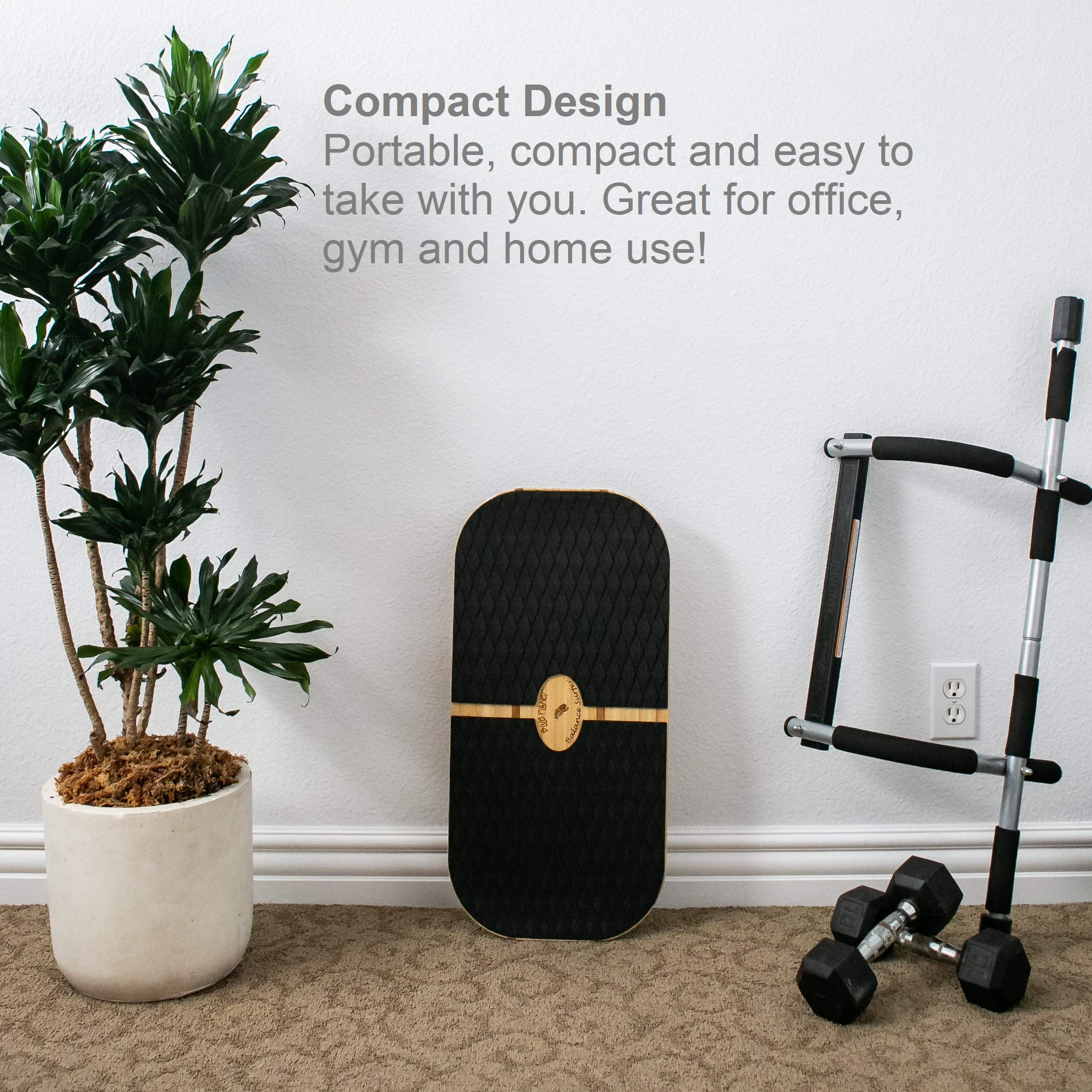 Adjustable Wooden Balance Board - Blue Planet Balance Surfer for Office, Standing Desk, Surfing, SUP, Yoga & Fitness - Improve Core Strength & Stability for Workouts & Active Lifestyle