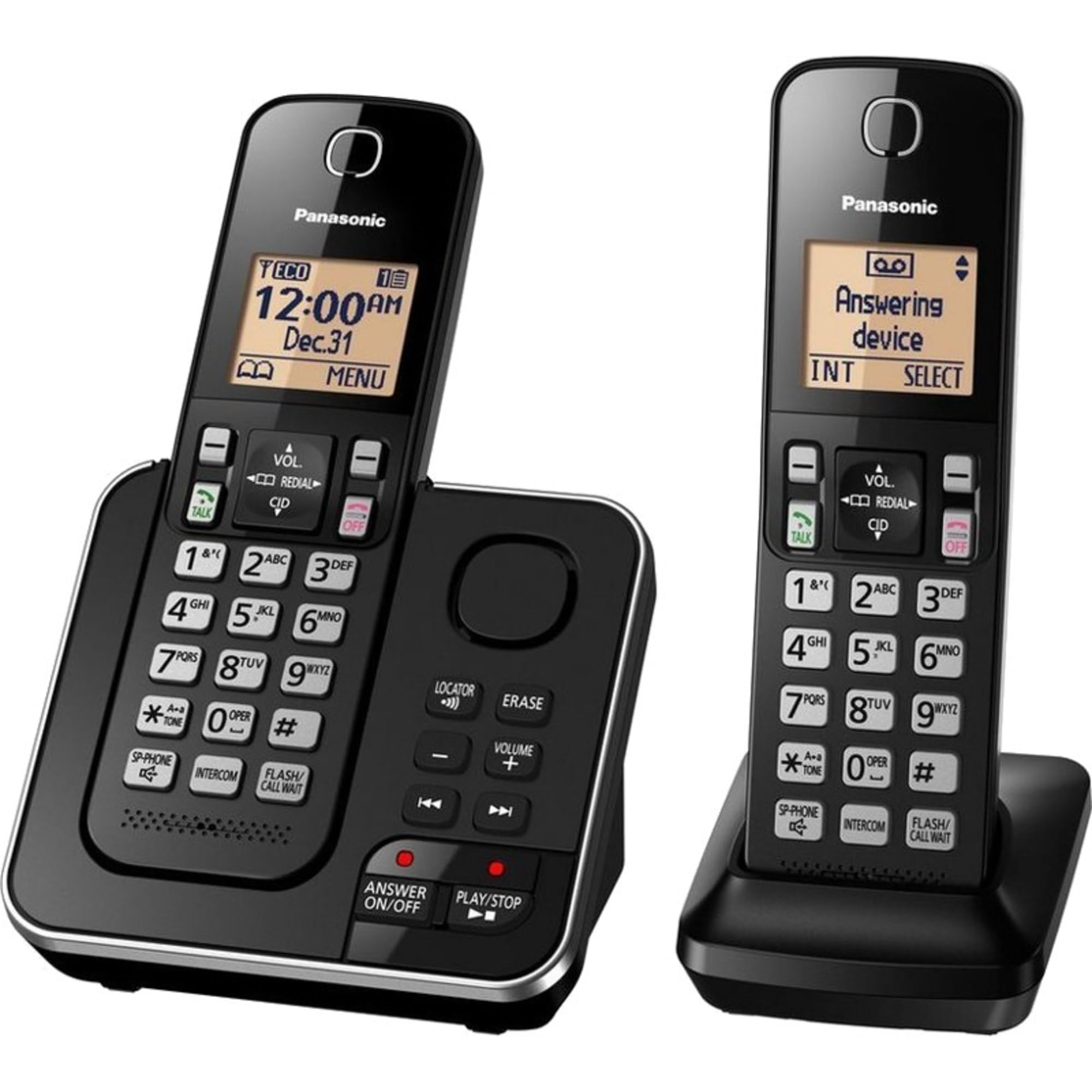 Panasonic KX-TGC362B Cordless Phone with Answering Machine - 2 Handsets, Black | Expandable DECT 6.0 Technology, Caller ID, Call Blocking | Perfect for Home & Office Communication