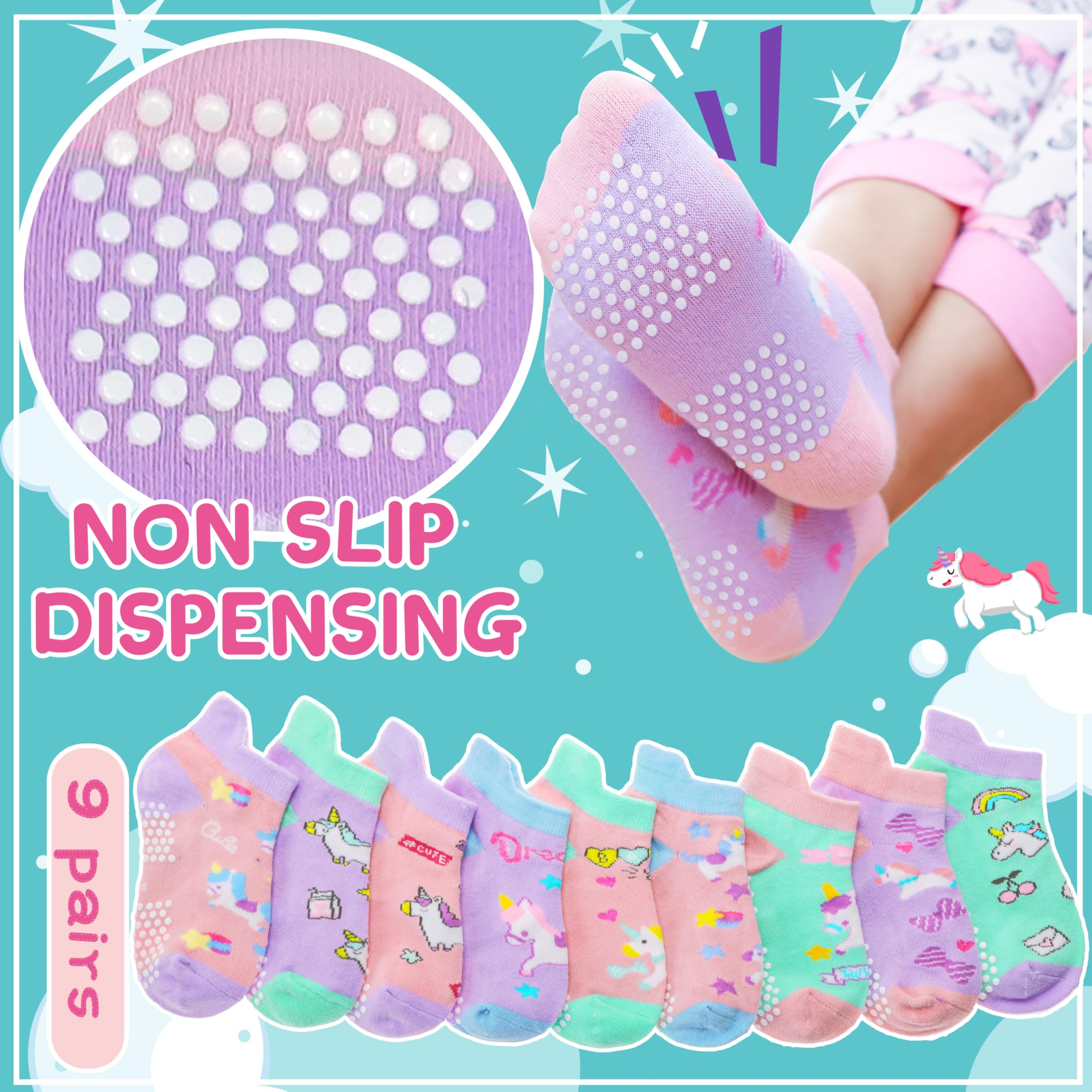 Non-Slip Baby Socks for Toddlers - Anti-Skid Cotton Ankle Socks with Grippers for Boys & Girls - Perfect for Playtime, Daycare & First Steps