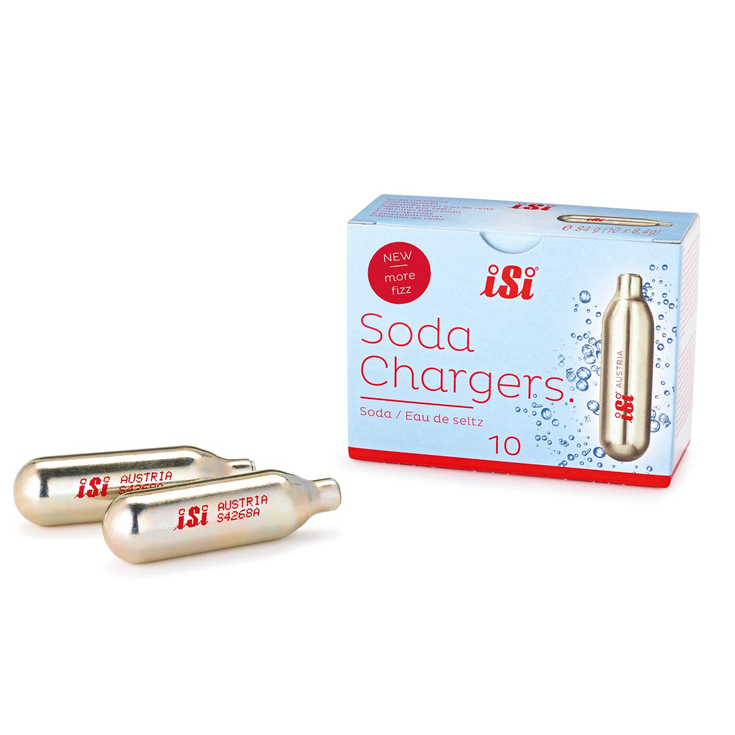 iSi CO2 Soda Siphon Charger Cartridges - 10 Pack for Carbonating Drinks at Home | Perfect for Soda Makers, Sparkling Water & Cocktails
