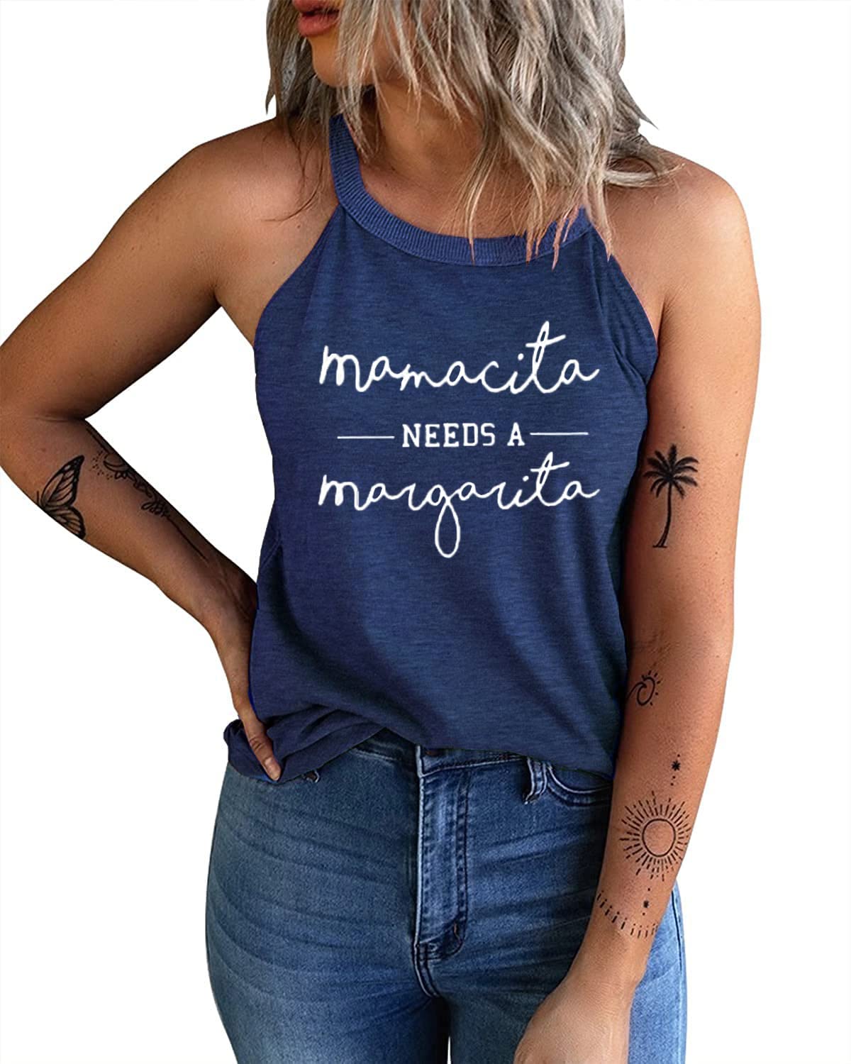 IRISGOD Women's High Neck Tank Tops - Summer Graphic Halter Sleeveless Rocker Tee Shirts for Casual Wear, Music Festivals & Street Style Outfits