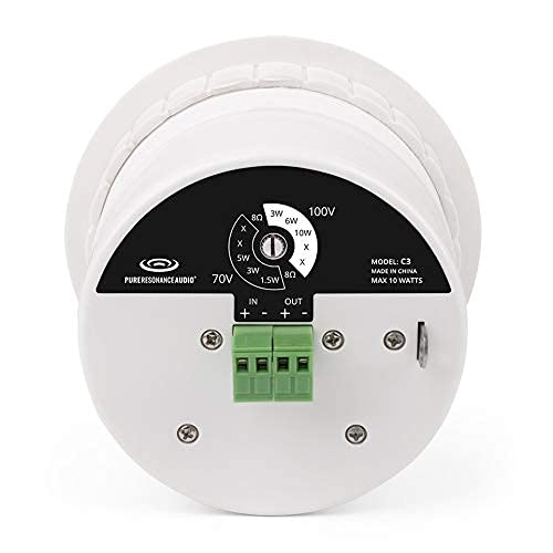 Pure Resonance Audio C3 3 Inch Micro Ceiling Speakers with Easy-Mounting Ring (4-Pack) - Perfect for Home Theater, Background Music & Commercial Audio Systems