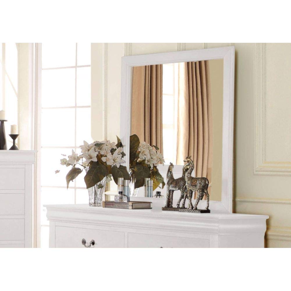 Knocbel 36x38 Inch Traditional Wood Framed Mirror - White Full-Length Dresser Mirror for Bedroom, Living Room, and Vanity Decor