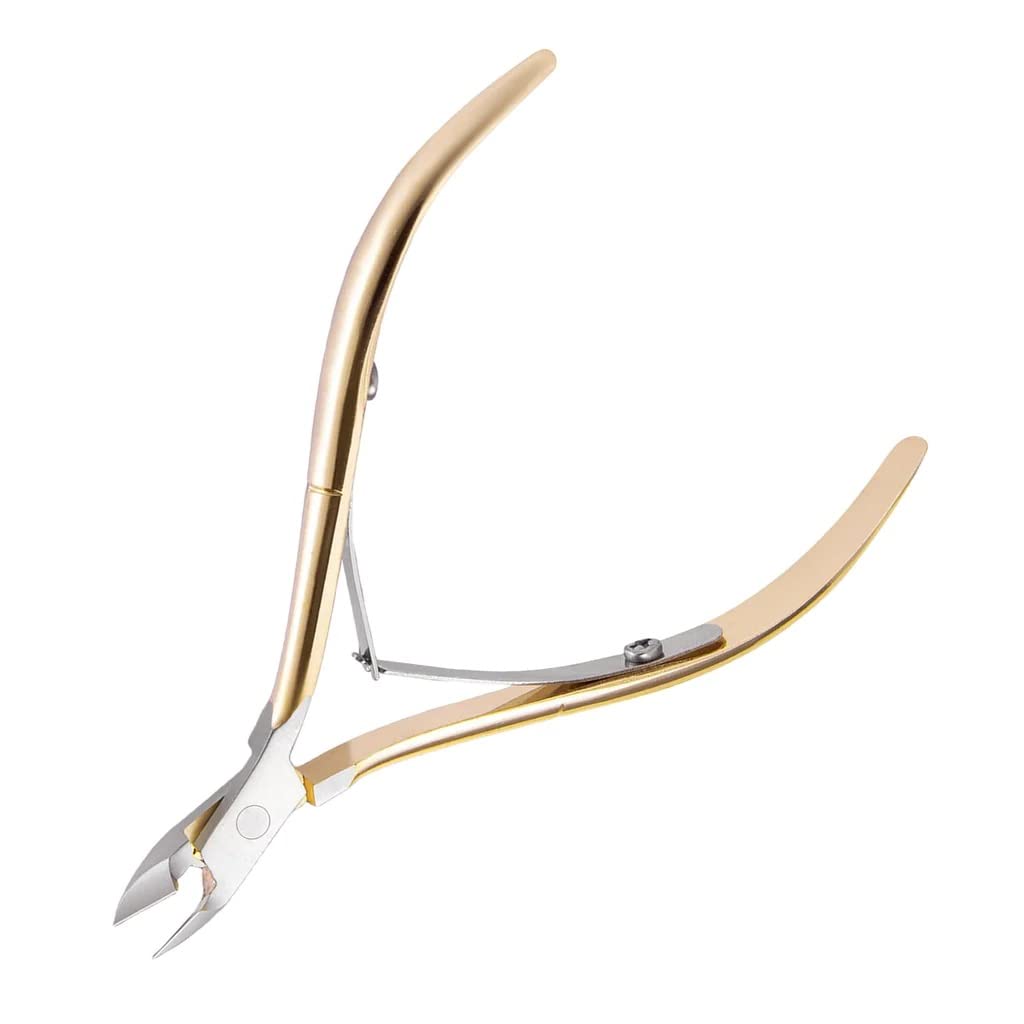 Professional Stainless Steel Cuticle Trimmer & Nippers - Precise Cuticle Cutter & Remover for Manicure & Pedicure - Durable Fingernail & Toenail Care Tool (Gold) - Perfect for Salon, Home & Travel Nail Grooming