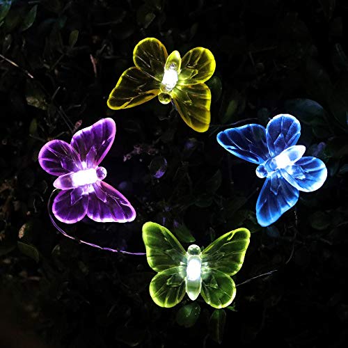 Solar Butterfly String Lights Outdoor - 17.7ft 36 LED Waterproof Fairy Lights for Garden, Yard, Patio Decoration | Cool White Solar Powered Lights for Weddings, Parties & Outdoor Events