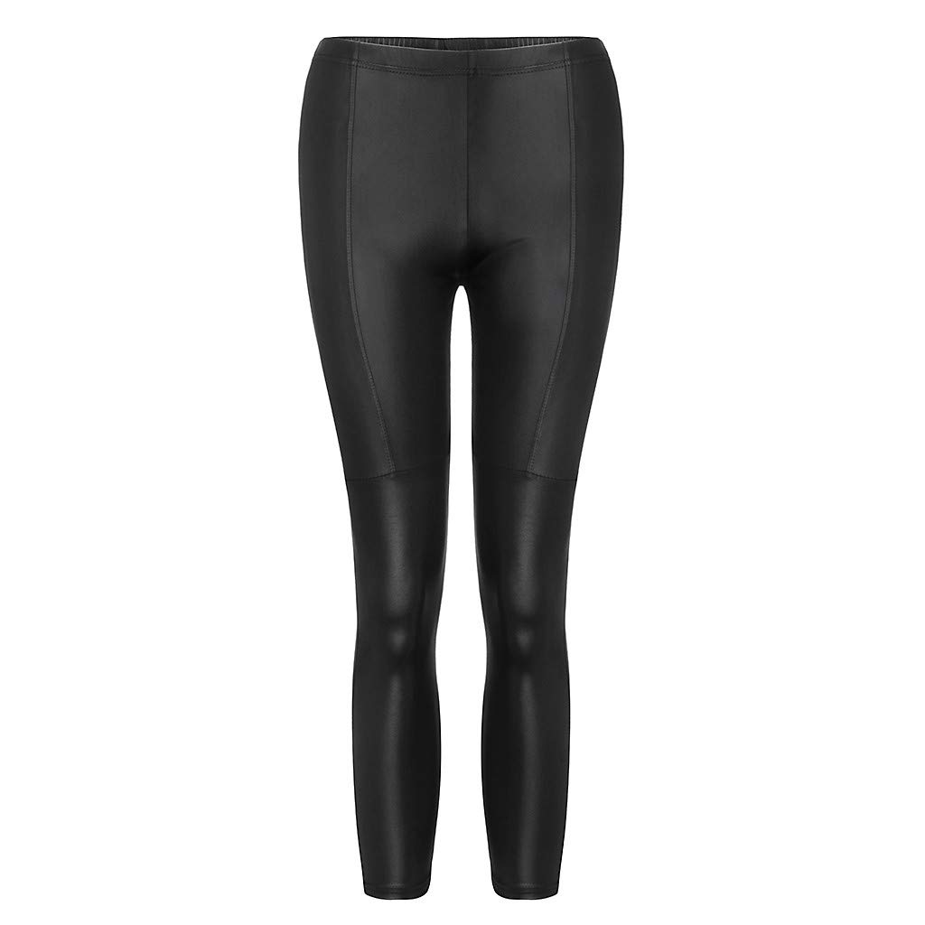 Women's Faux Leather Leggings - High Waist Slim Fit Workout Pants for Yoga, Running & Casual Wear | Imitation Leather Stretchy Pants