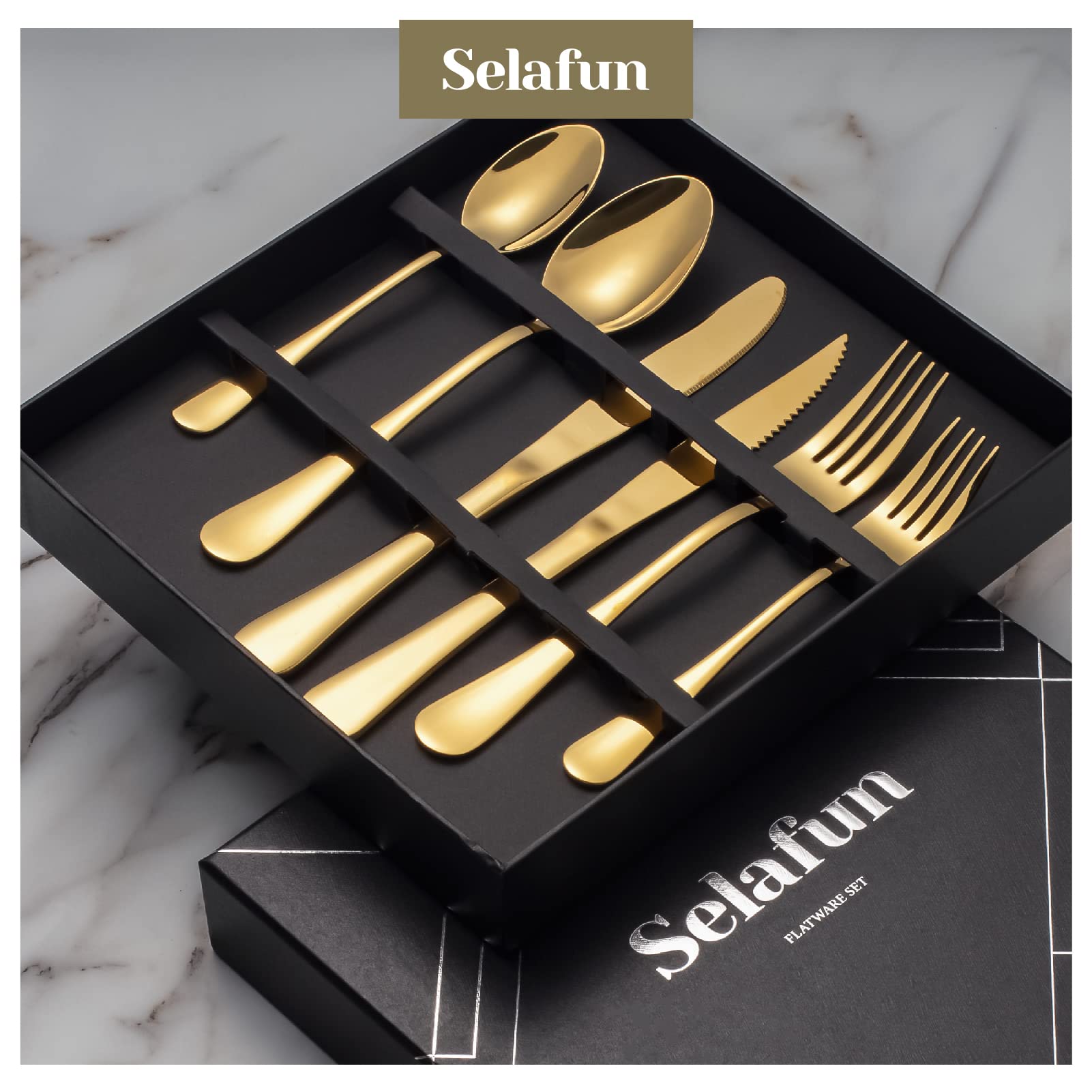 Premium 12-Piece Gold Flatware Set - Stainless Steel Silverware Cutlery for Home & Restaurant Use - Dishwasher Safe Tableware Service for 2 - Perfect for Dinner Parties, Weddings & Fine Dining Experiences