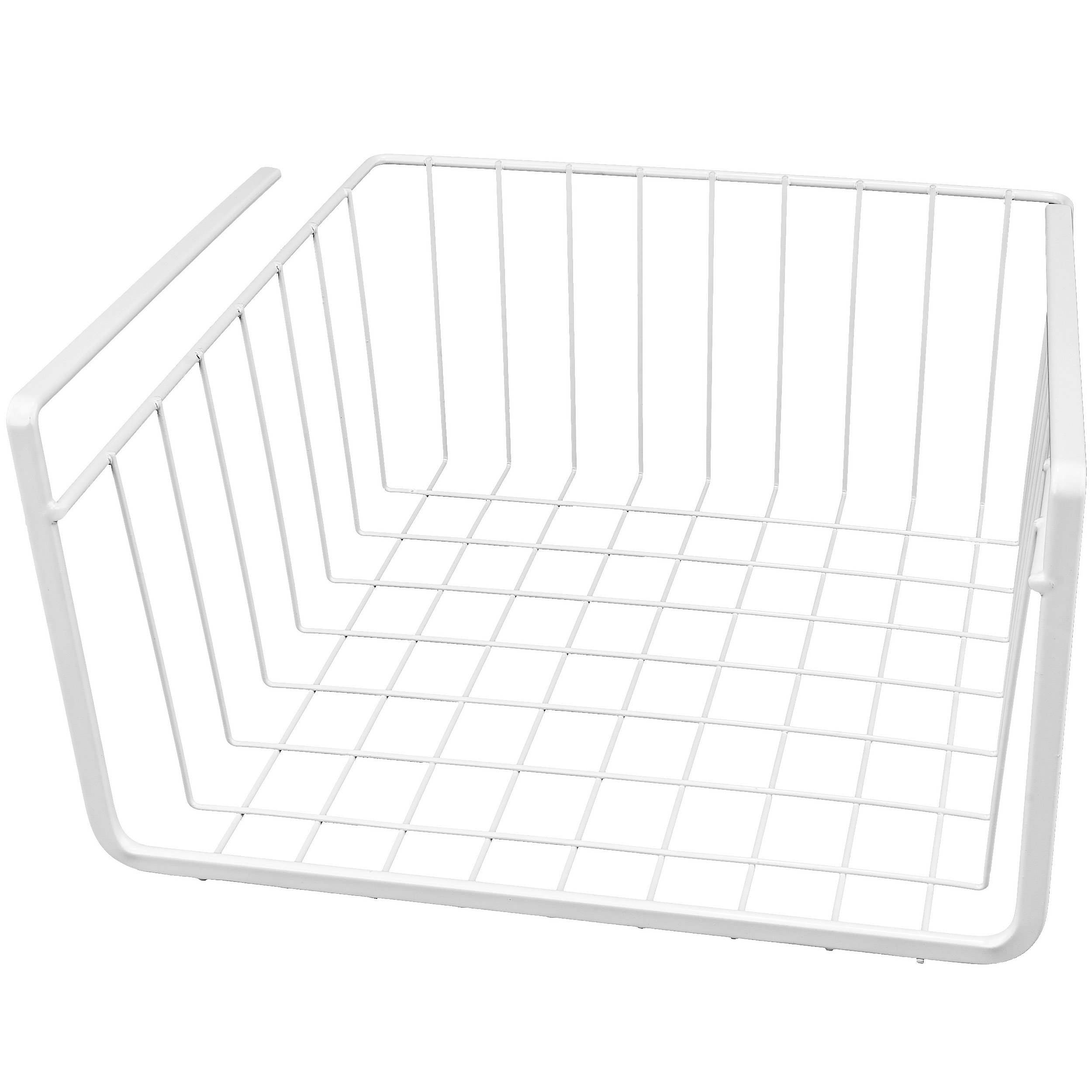 White Wire Under Shelf Storage Basket - 10 Inch Organizer for Kitchen, Bathroom & Pantry | Southern Homewares Space-Saving Solution