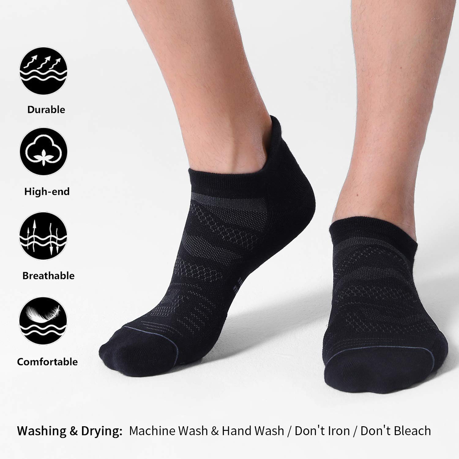CS CELERSPORT 6 Pack Men's Running Ankle Socks - Cushioned Low Cut Athletic Sports Socks for Jogging, Gym & Everyday Wear - Breathable Moisture Wicking Performance Socks