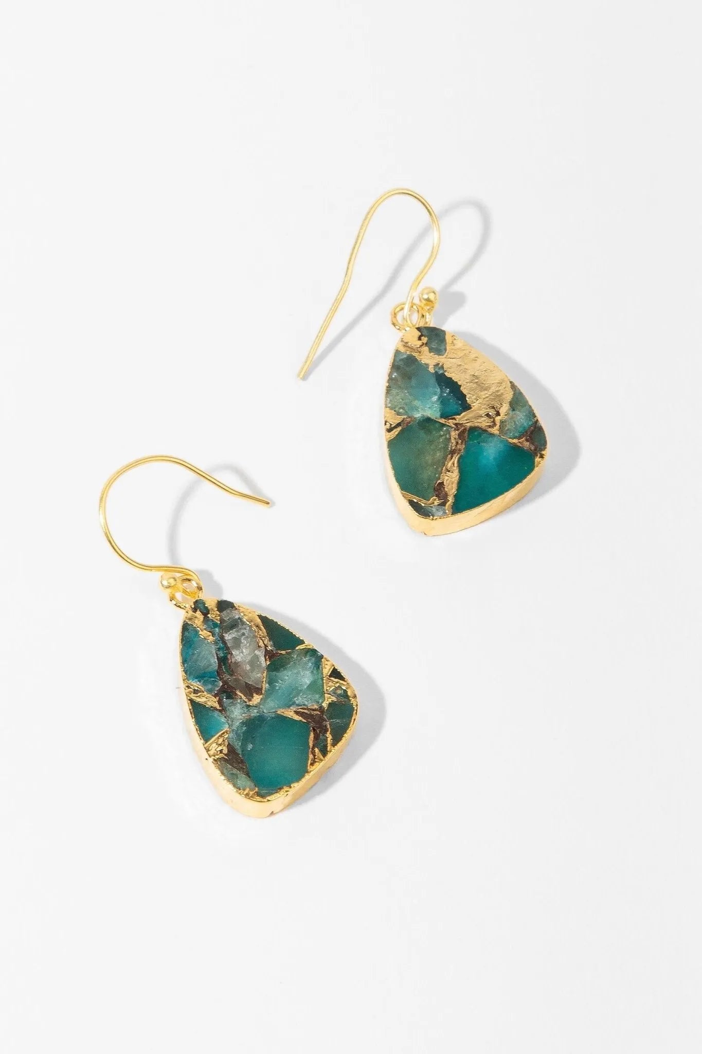 Triangle Gemstone Mixed Mojave Earrings | Boho Beaded Dangle Earrings for Women | Perfect for Festivals, Parties & Everyday Wear