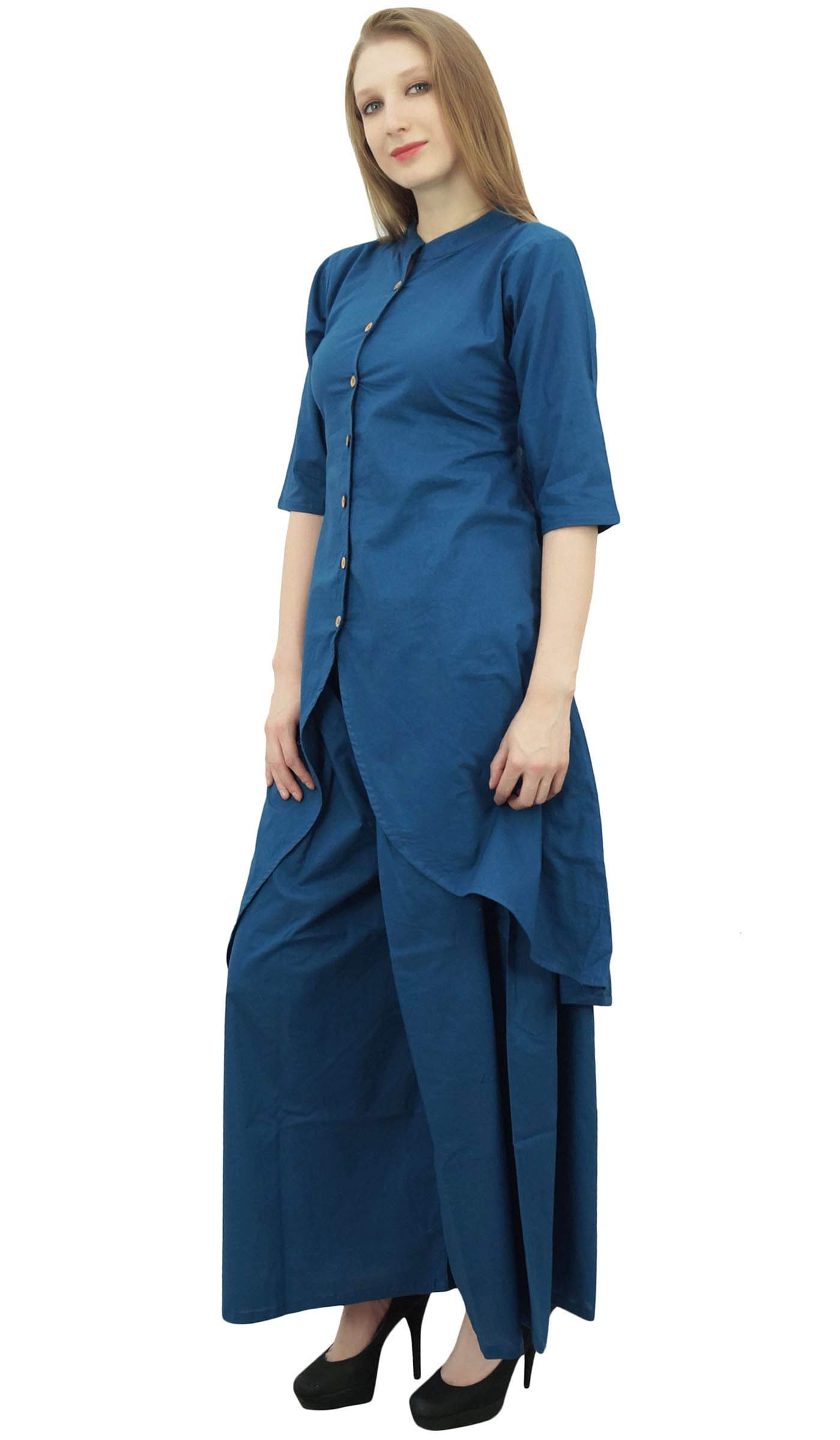 Stylish Indian Asymmetrical Kurta Kurti with Palazzo Pant Set - Traditional Ethnic Outfit for Women - Perfect for Festivals, Weddings & Casual Wear