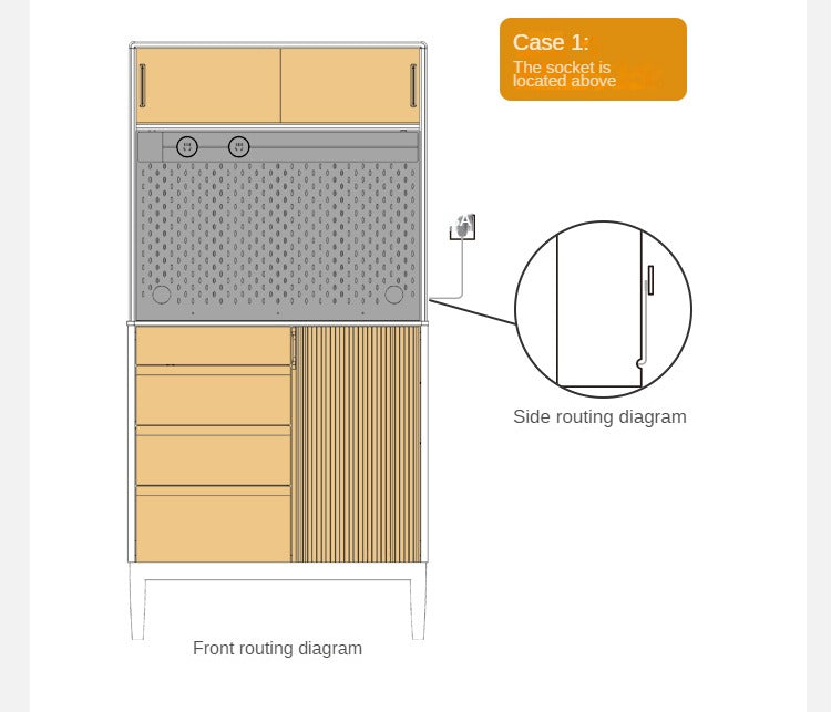 Solid Oak Wood Modern Rock Board Side High Tea Cabinet Buffet - Stylish Storage for Dining Room, Living Room & Kitchen | Perfect for Tea Parties, Buffets & Home Decor