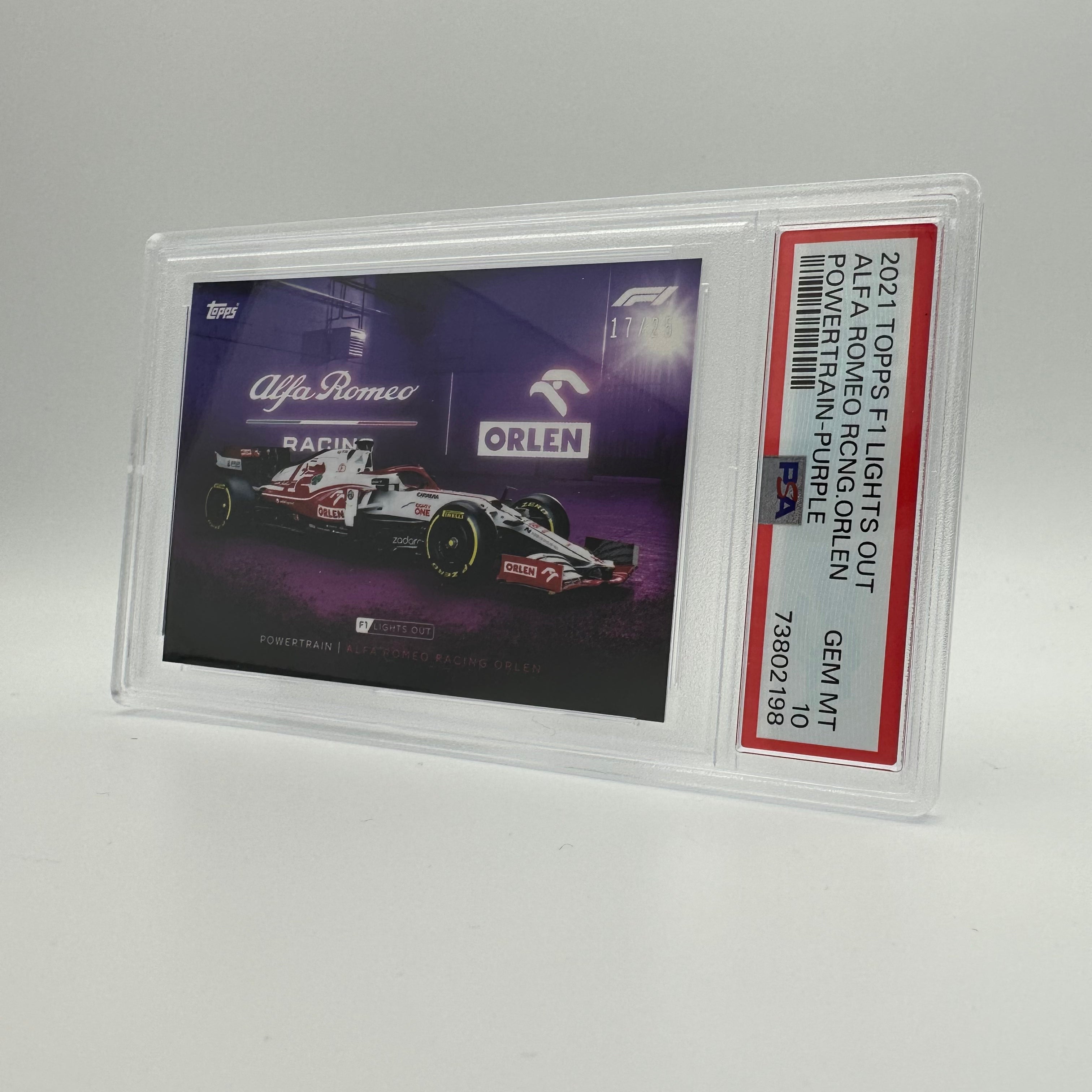 PSA 10 ALFA ROMEO RACING ORLEN 17/25 POWERTRAIN PURPLE Trading Card - Rare Collectible for Motorsport Fans & Card Investors | Perfect for Display, Trading, and Portfolio Growth