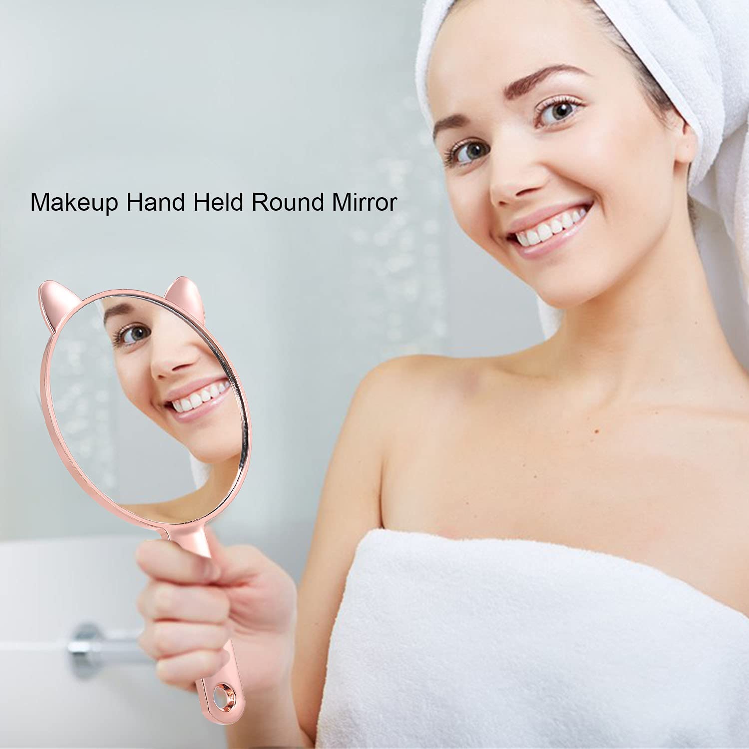 POOWE Rose Gold Round Makeup Mirror - Portable Travel Cosmetic Mirror with Stand, Perfect for Home, Vanity, and On-the-Go Touchups