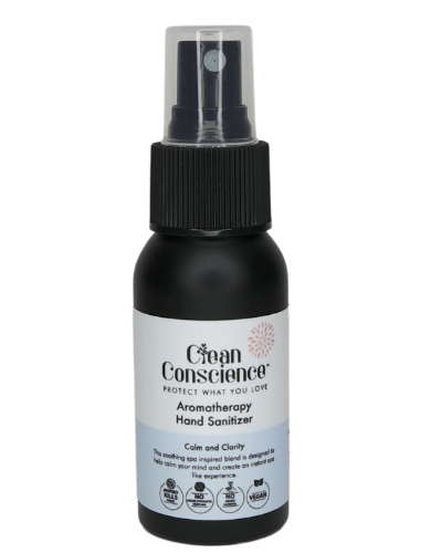 Clean Conscience Aromatherapy Hand Sanitizer - 50ml Lavender Scent for Calm & Clarity | Travel Size, Office, Yoga & Meditation Essential