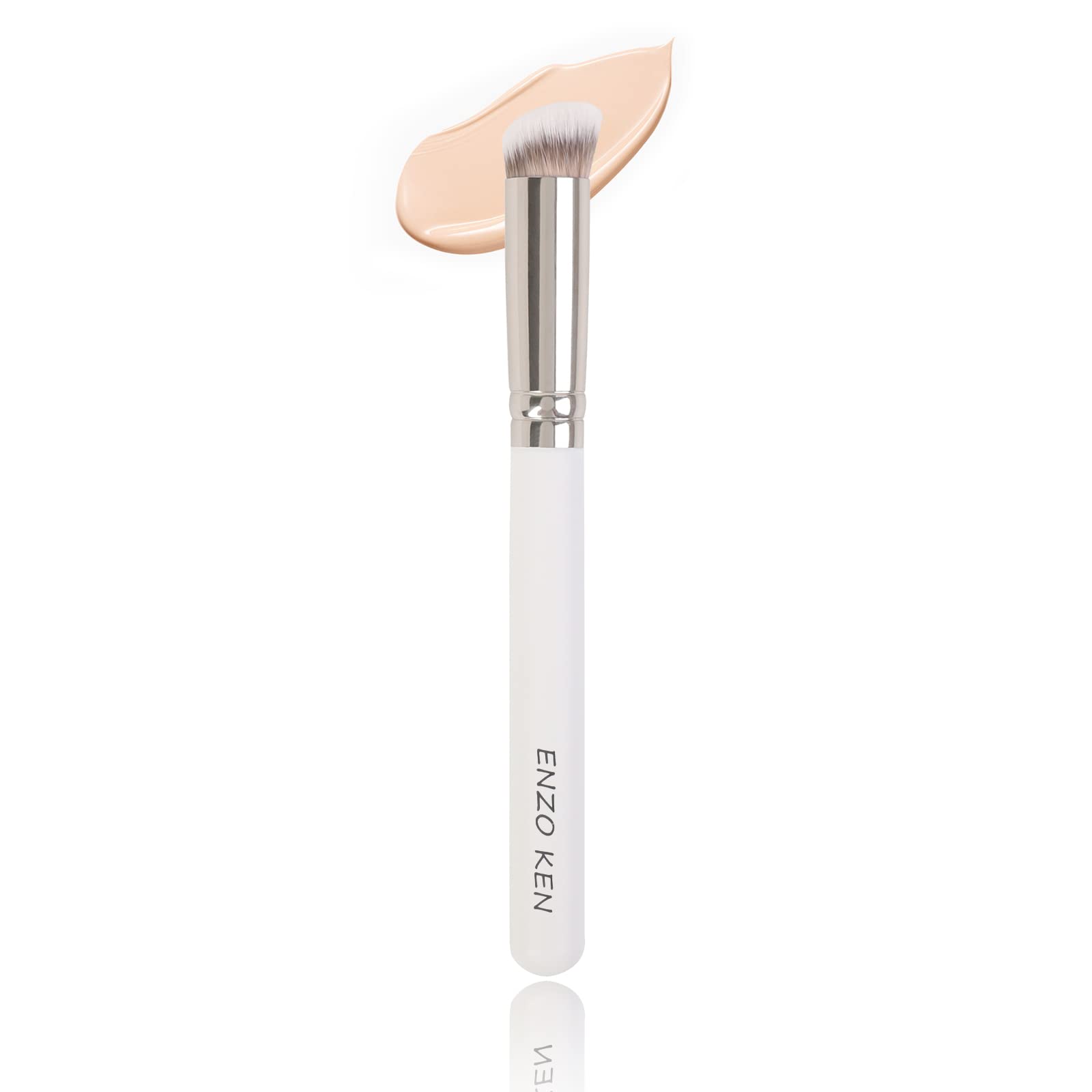 ENZO KEN Angled Concealer Brush - Professional Under Eye Concealer & Nose Contour Makeup Brush for Flawless Coverage (White, 270) - Perfect for Highlighting, Contouring and Precise Makeup Application