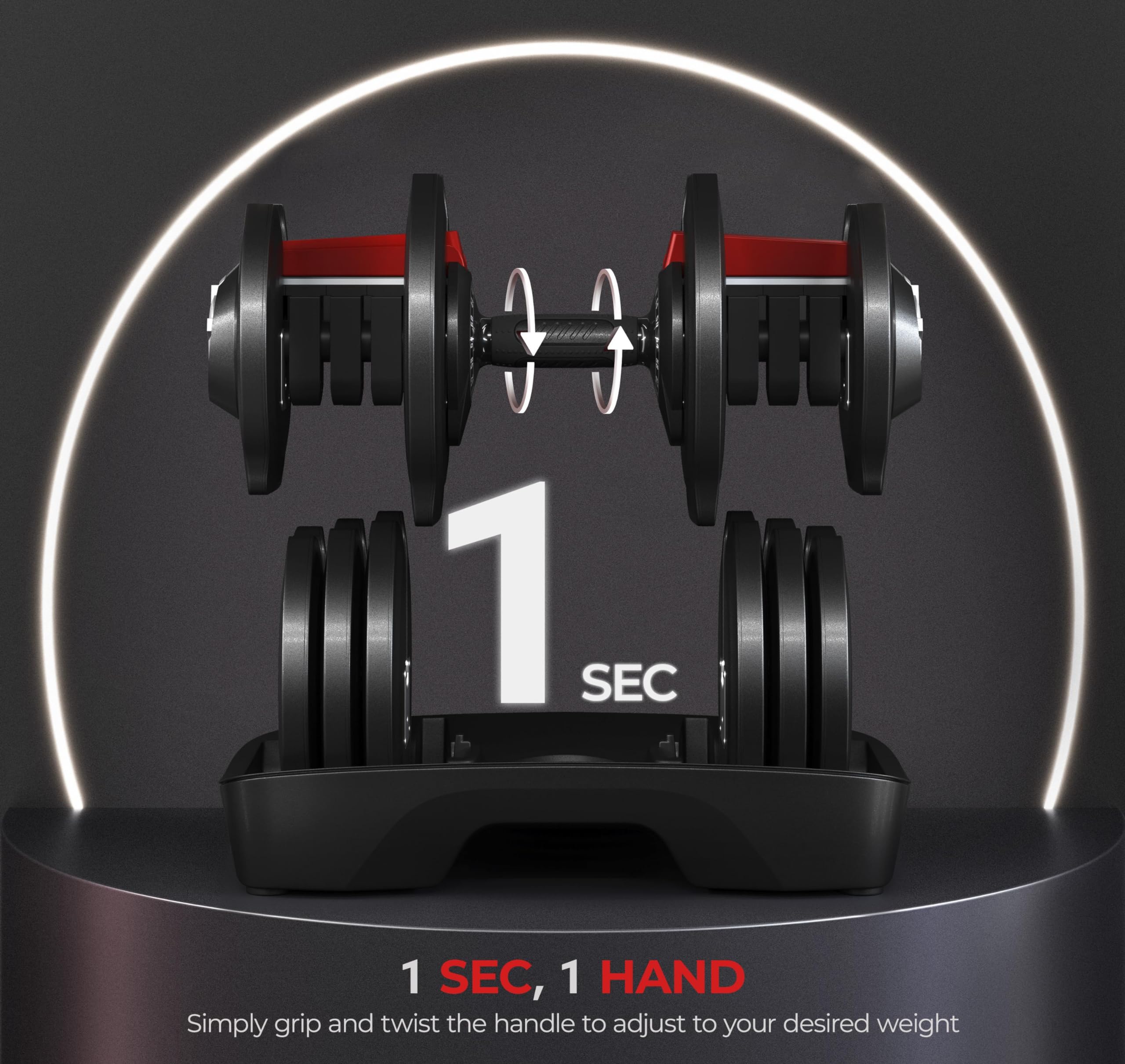 Yaheetech Adjustable Dumbbell Set 28/40/52.5/90LBS - Quick Change Weight Dumbbells with Anti-Slip Grip & Storage Tray - Home Gym Strength Training Equipment for Men & Women - Perfect for Full-Body Workouts, HIIT, and Muscle Building at Home