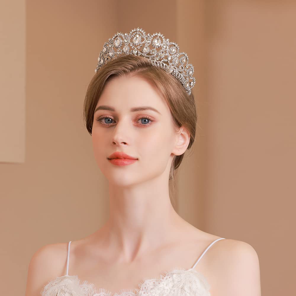 Kamirola Women's Crystal Tiara Crown & Headband with Comb – Elegant Bridal Wedding Accessories, Prom Pageant Party Hairpiece, Gothic Halloween Costume Jewelry – Perfect for Weddings, Balls, Cosplay & Special Events (TR15)