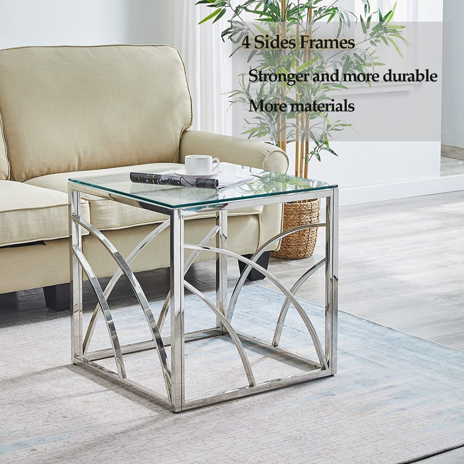 Modern Silver Accent Glass End Table - 21.45