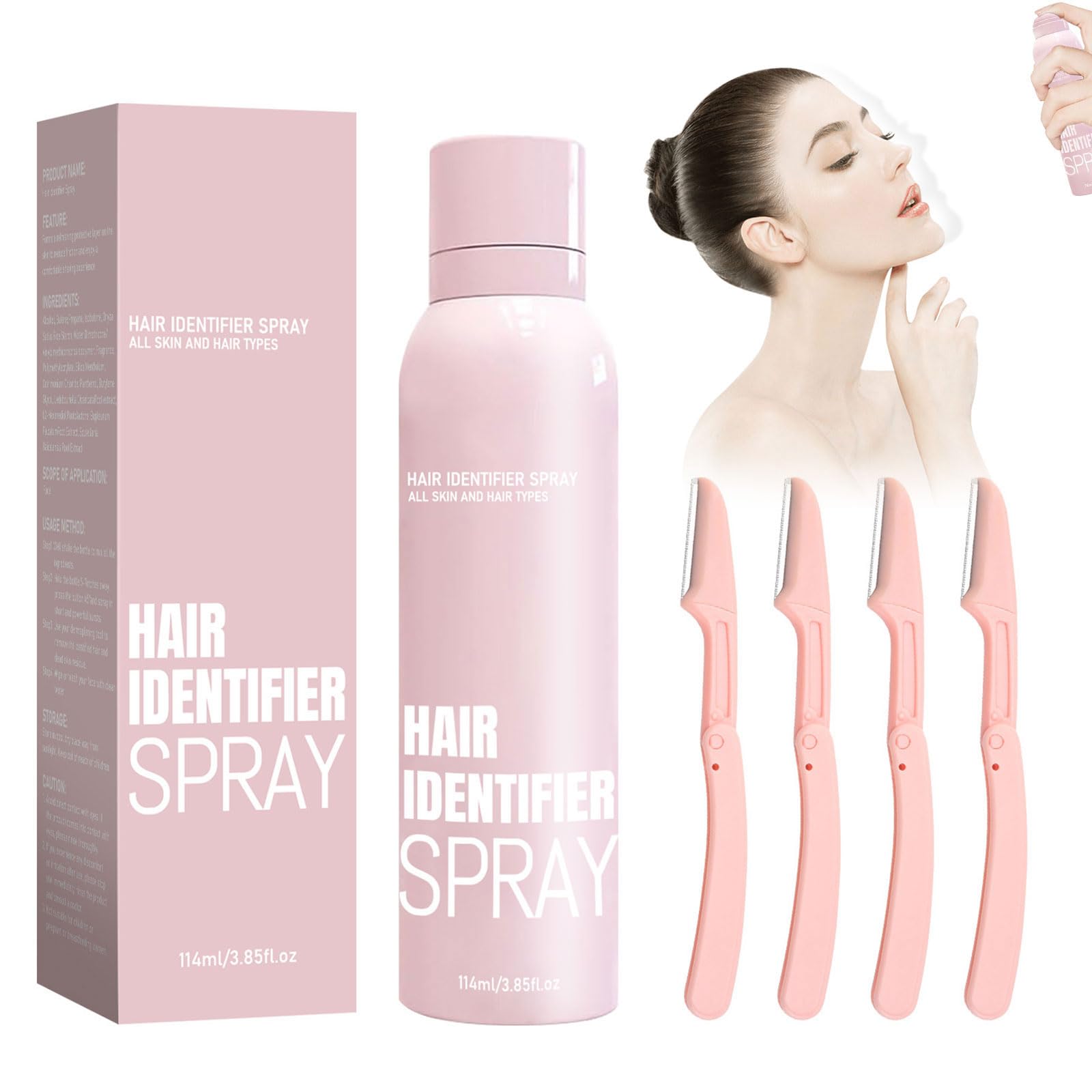 2025 NEW Hair Identifier Spray for Face Shaving & Dermaplaning - Skin & Body Hair Identifying Spray with Razors - Perfect for At-Home Facial Hair Removal & Smooth Skin Prep