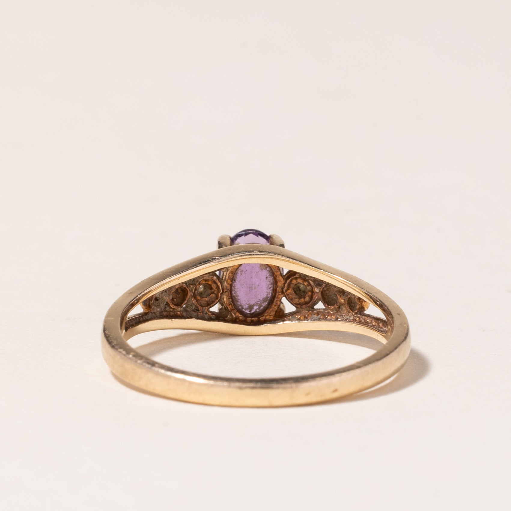 10K Yellow Gold Amethyst & Diamond Ring - 0.36ct Amethyst, 0.01ctw Diamonds - Size 5.5 - Elegant Jewelry for Women, Perfect for Valentine's Day, Anniversary & Special Occasions